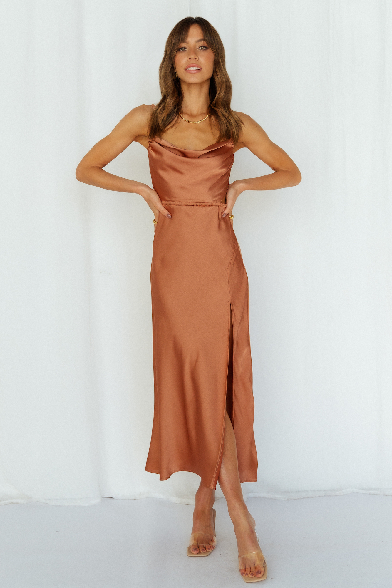 Stand On My Own Midi Dress Rust