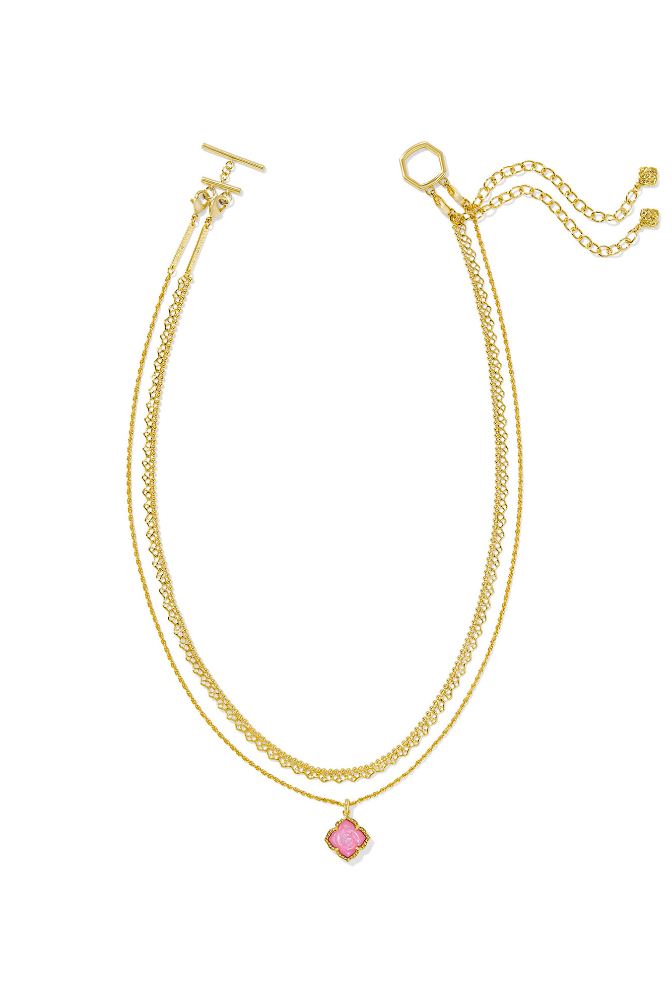 Mallory Rose Gold Multi Strand Necklace Blush Ivory Mother Of Pearl