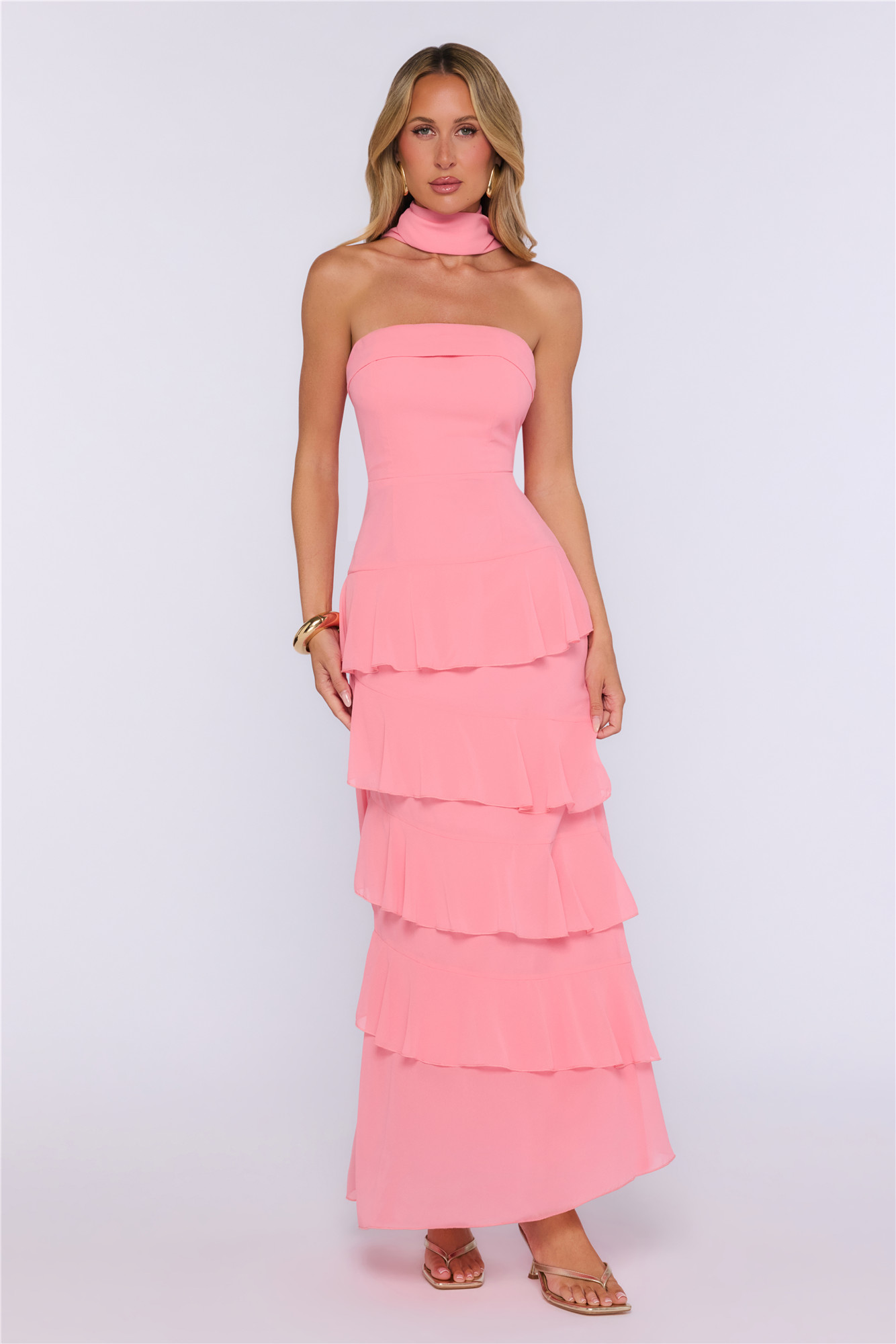 Fresh Start Strapless Maxi Dress Pink
