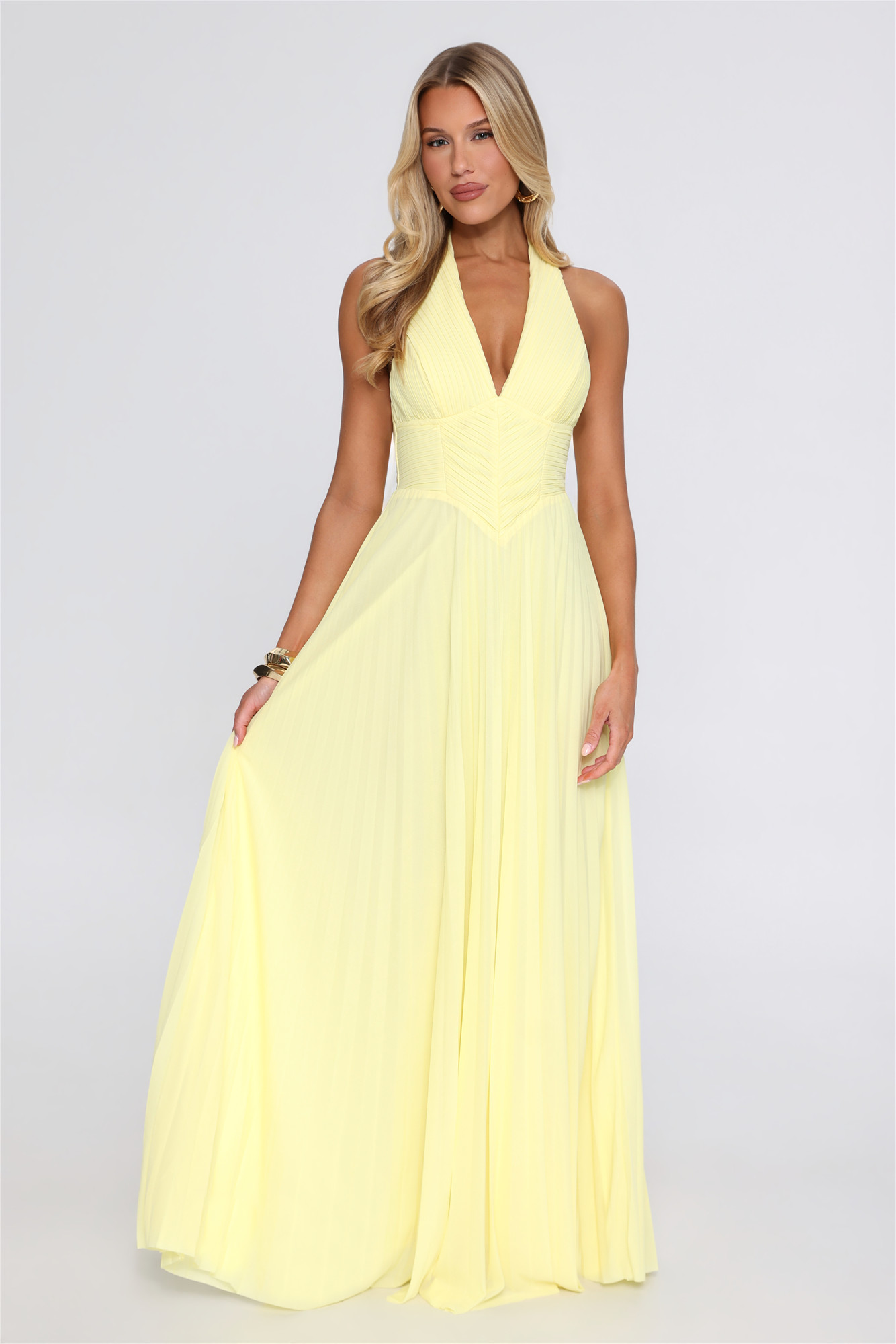 Prize Darling Halter Maxi Dress Yellow