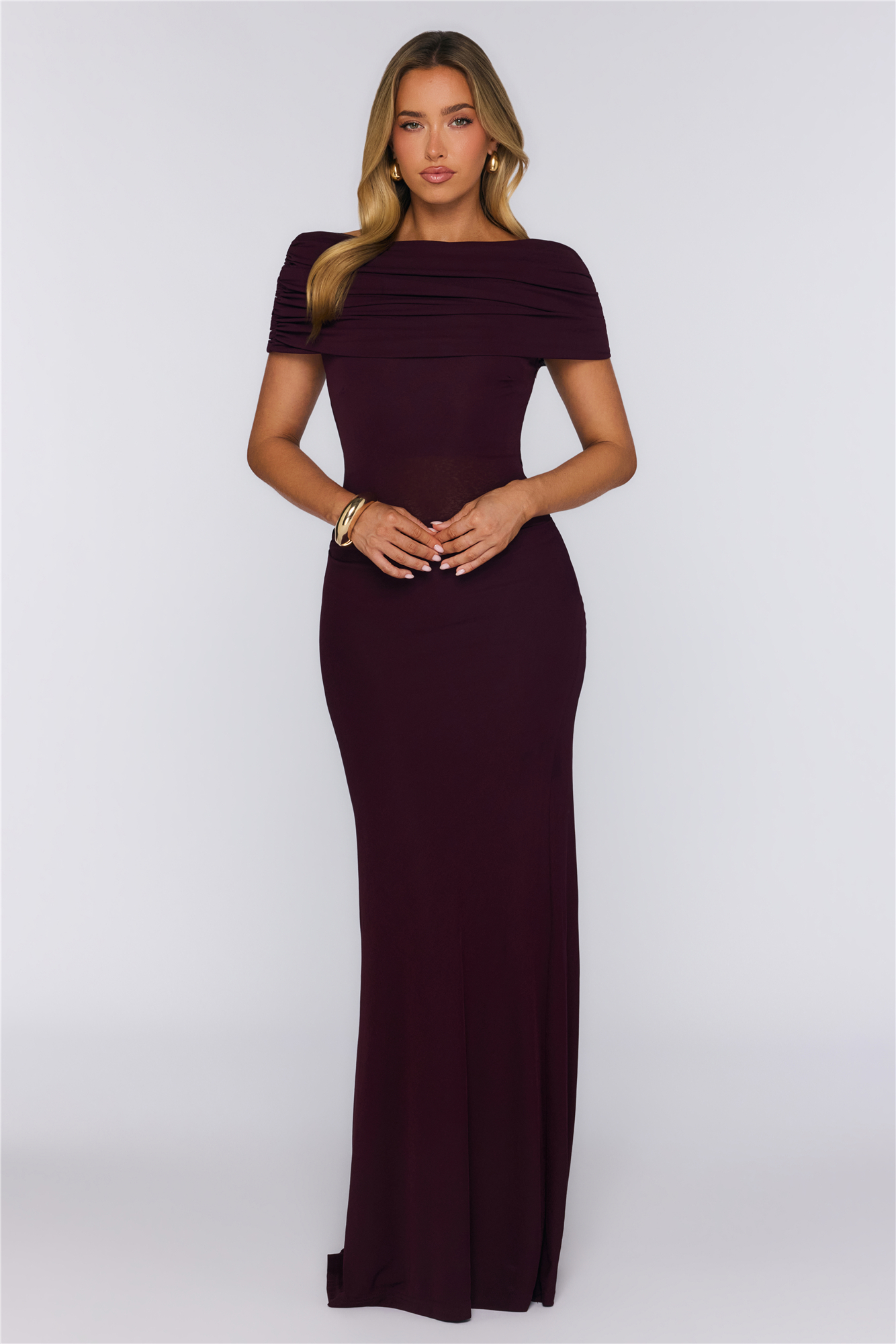 Darling Party Off Shoulder Maxi Dress Wine
