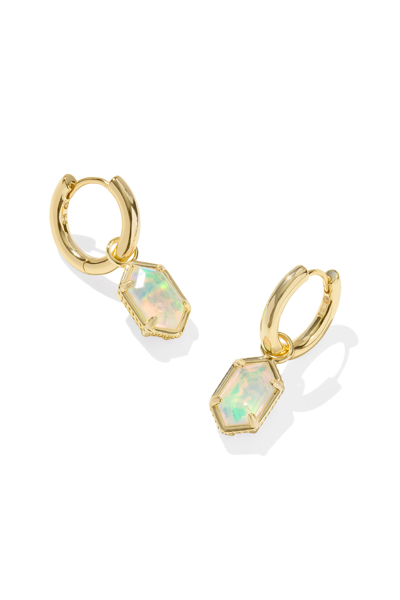 Hello Molly Hallie Gold Huggie Earrings Opalite Illusion