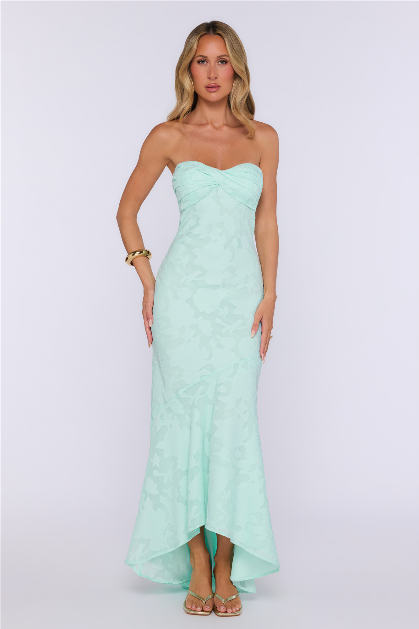 Delicate Days Strapless Maxi Dress Mint