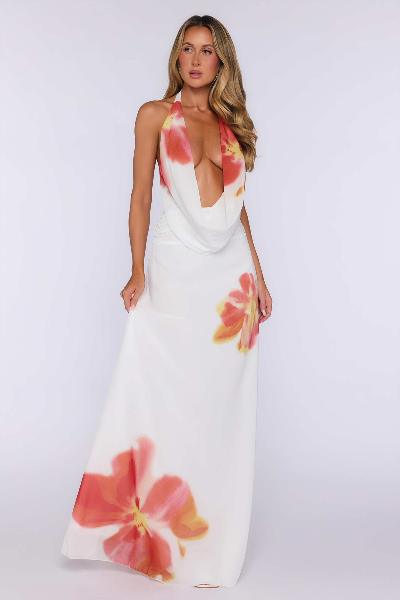 Saved Style Halter Maxi Dress Orange