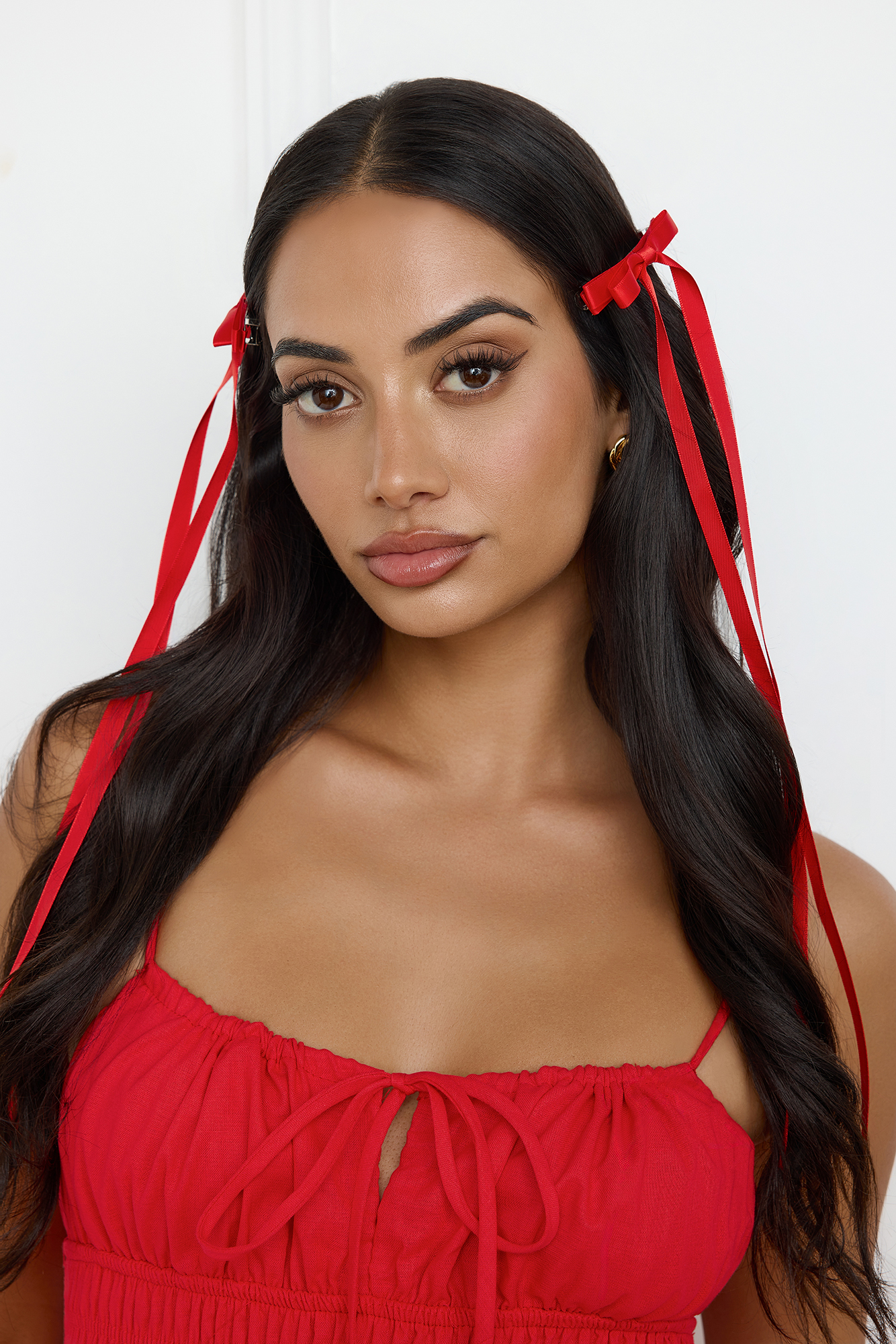 Long Bow Hair Clips Red