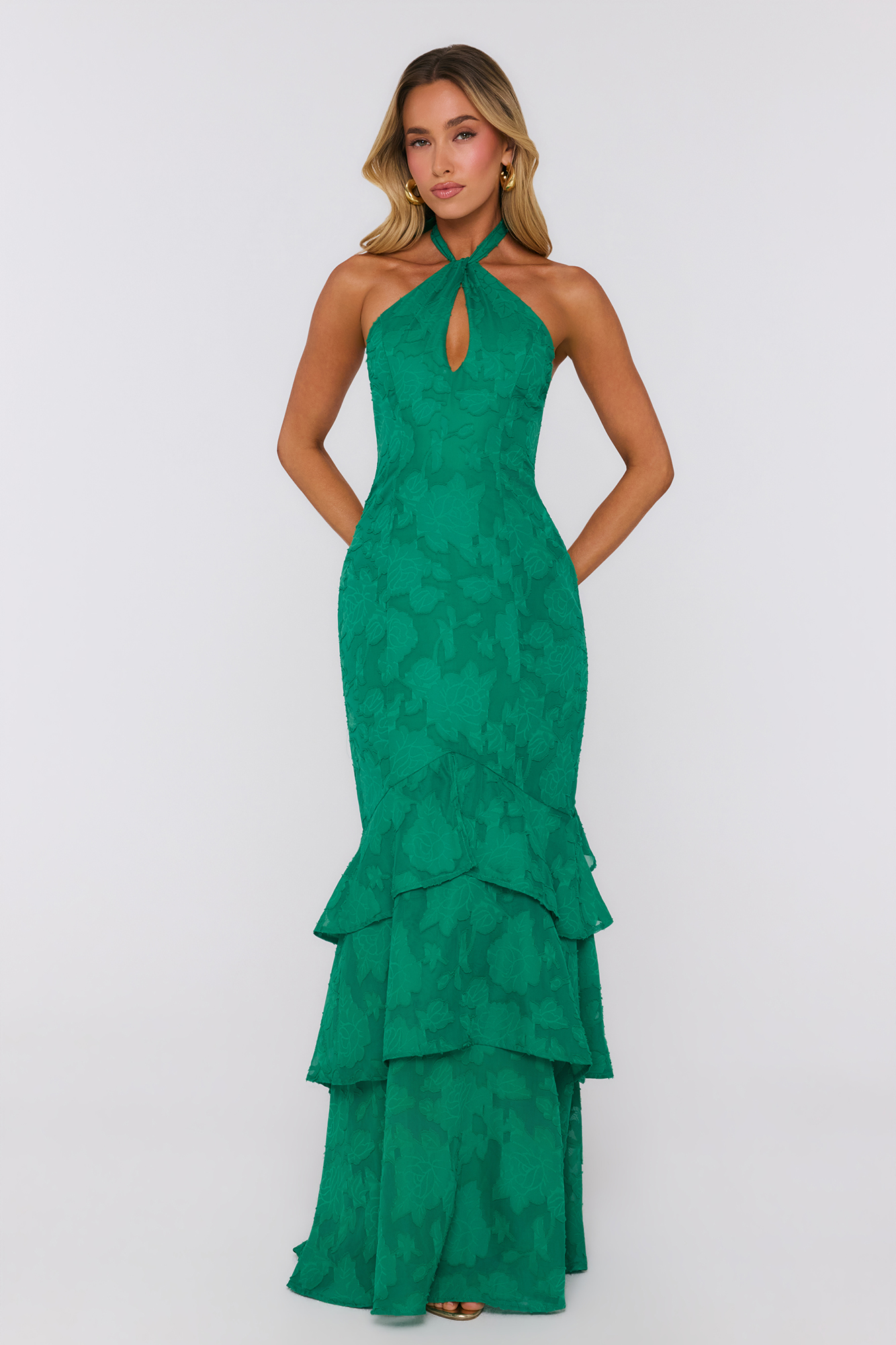 Lost In The Moment Halter Maxi Dress Green