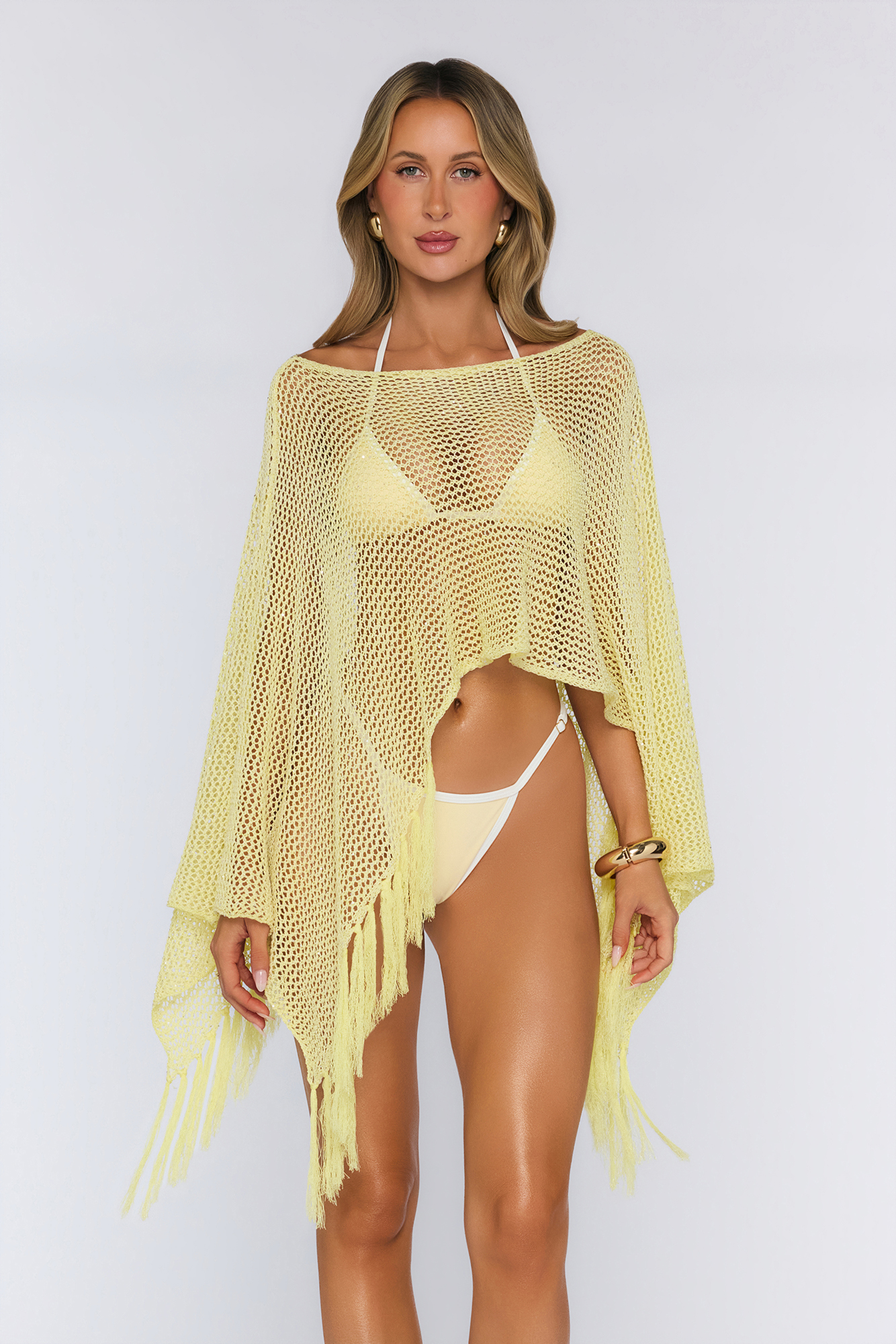 Fringe Poncho Yellow