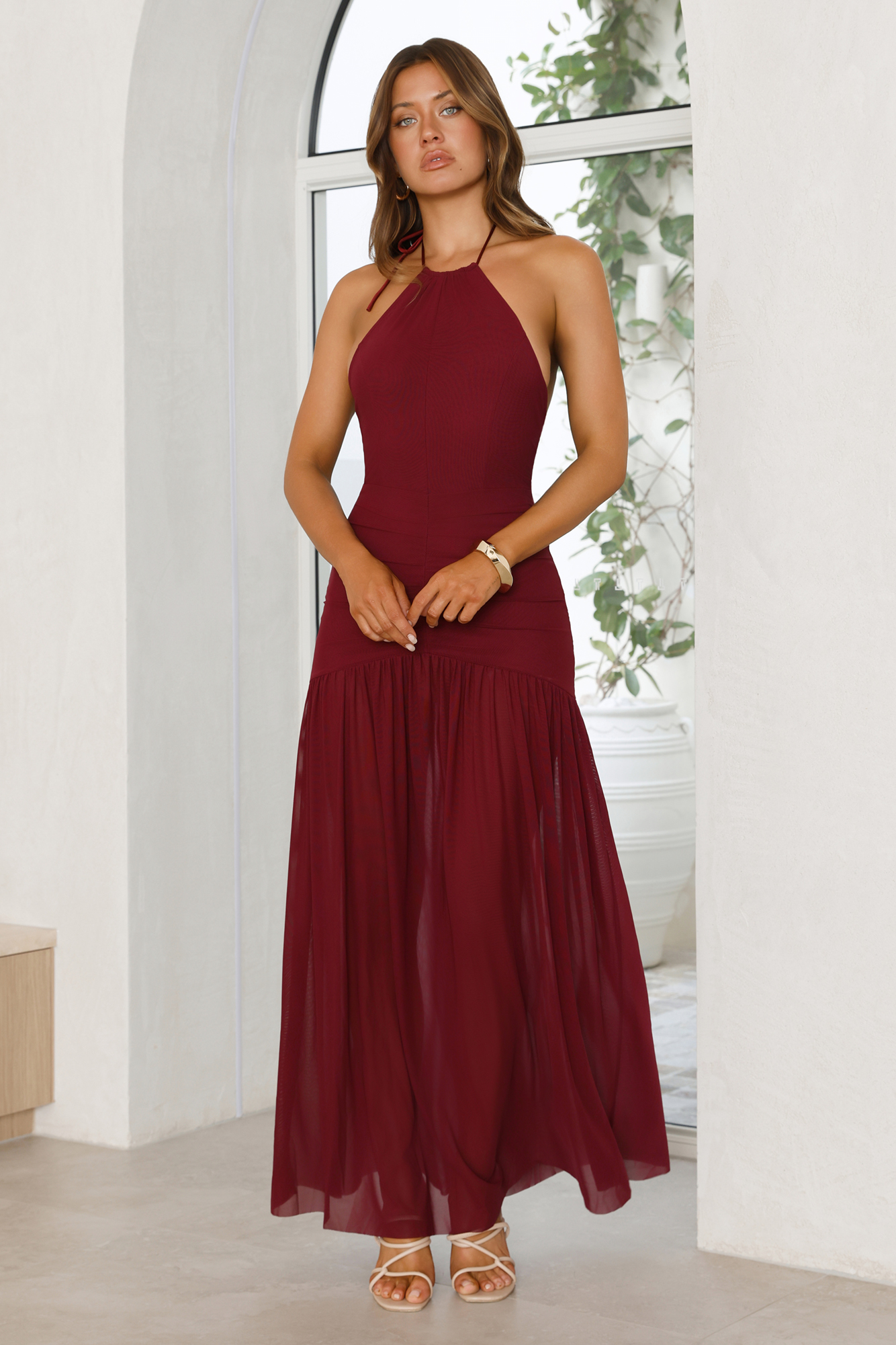 One To Remember Halter Maxi Dress Wine