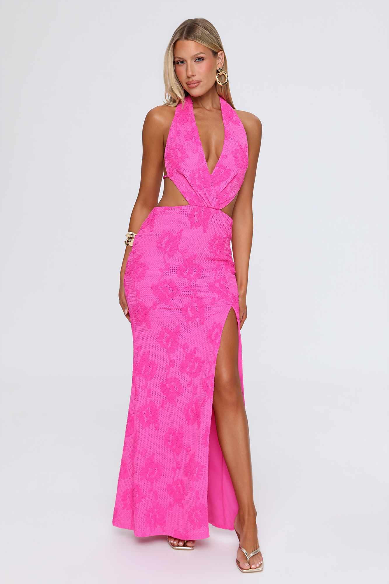 Pixie Pop Halter Maxi Dress Pink