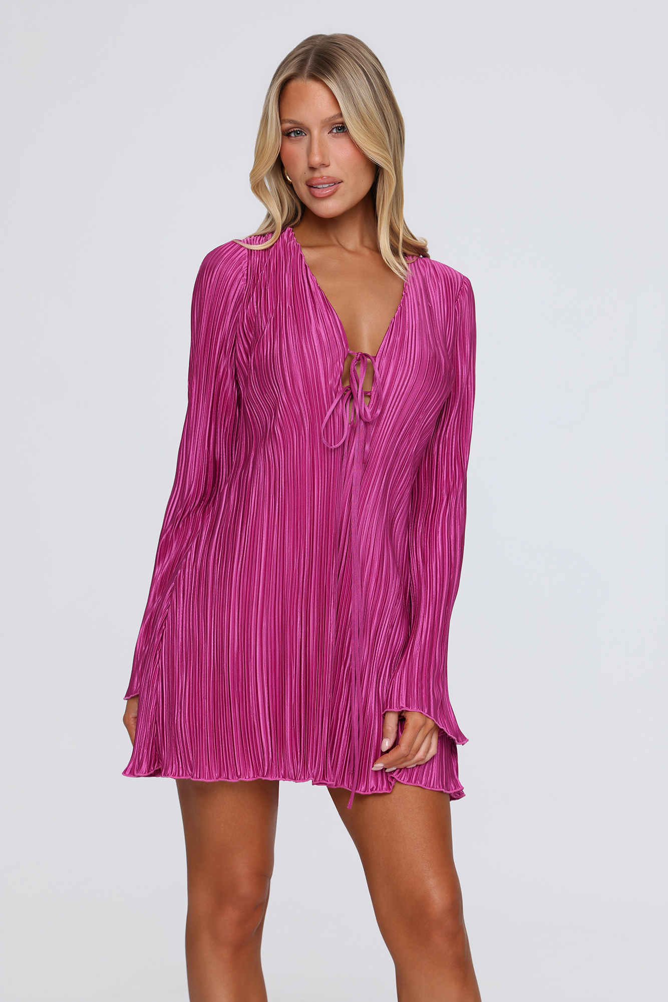 Horizons Meet Plisse Dress Plum