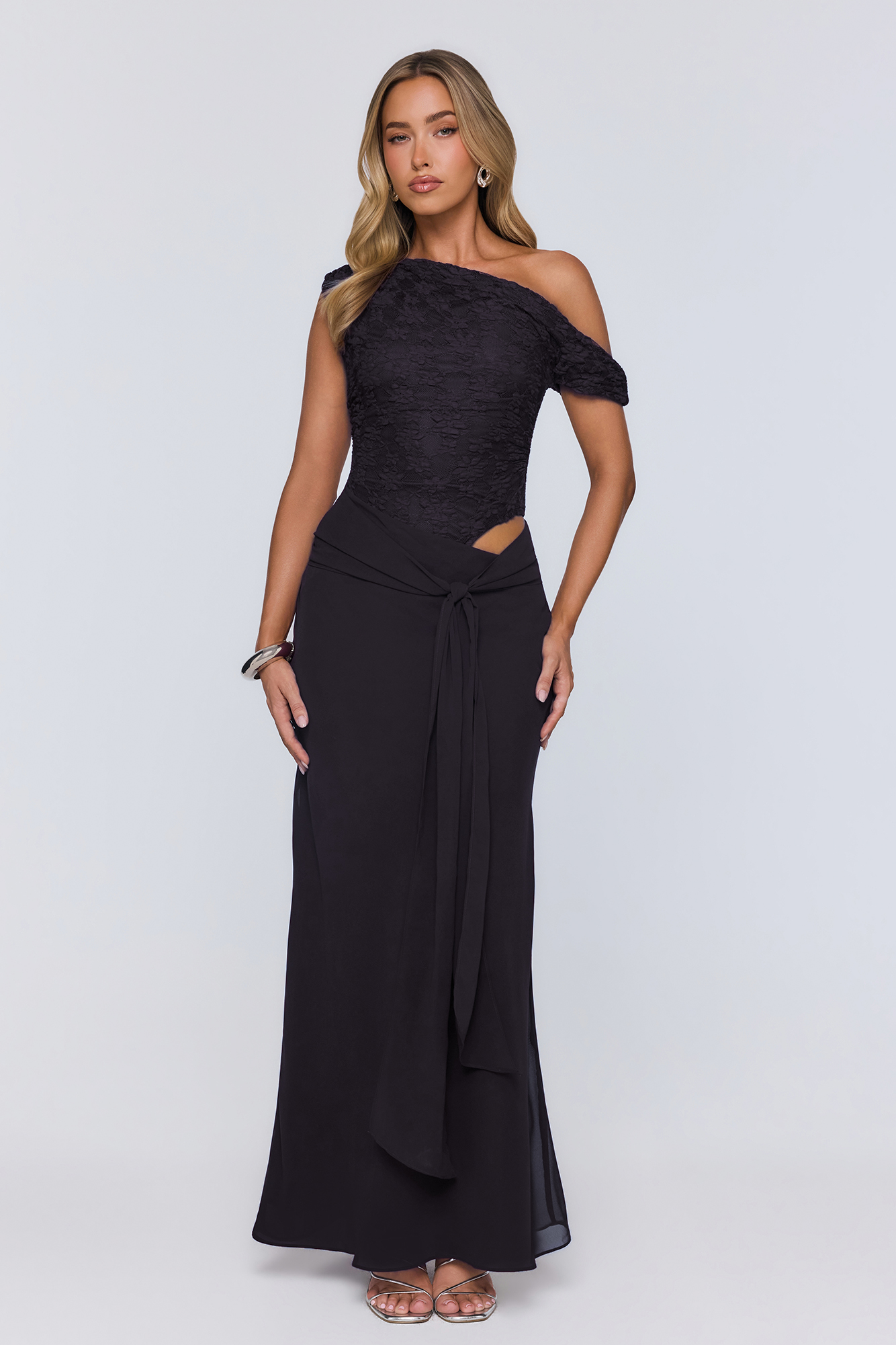 Modern Heritage Off Shoulder Maxi Dress Black
