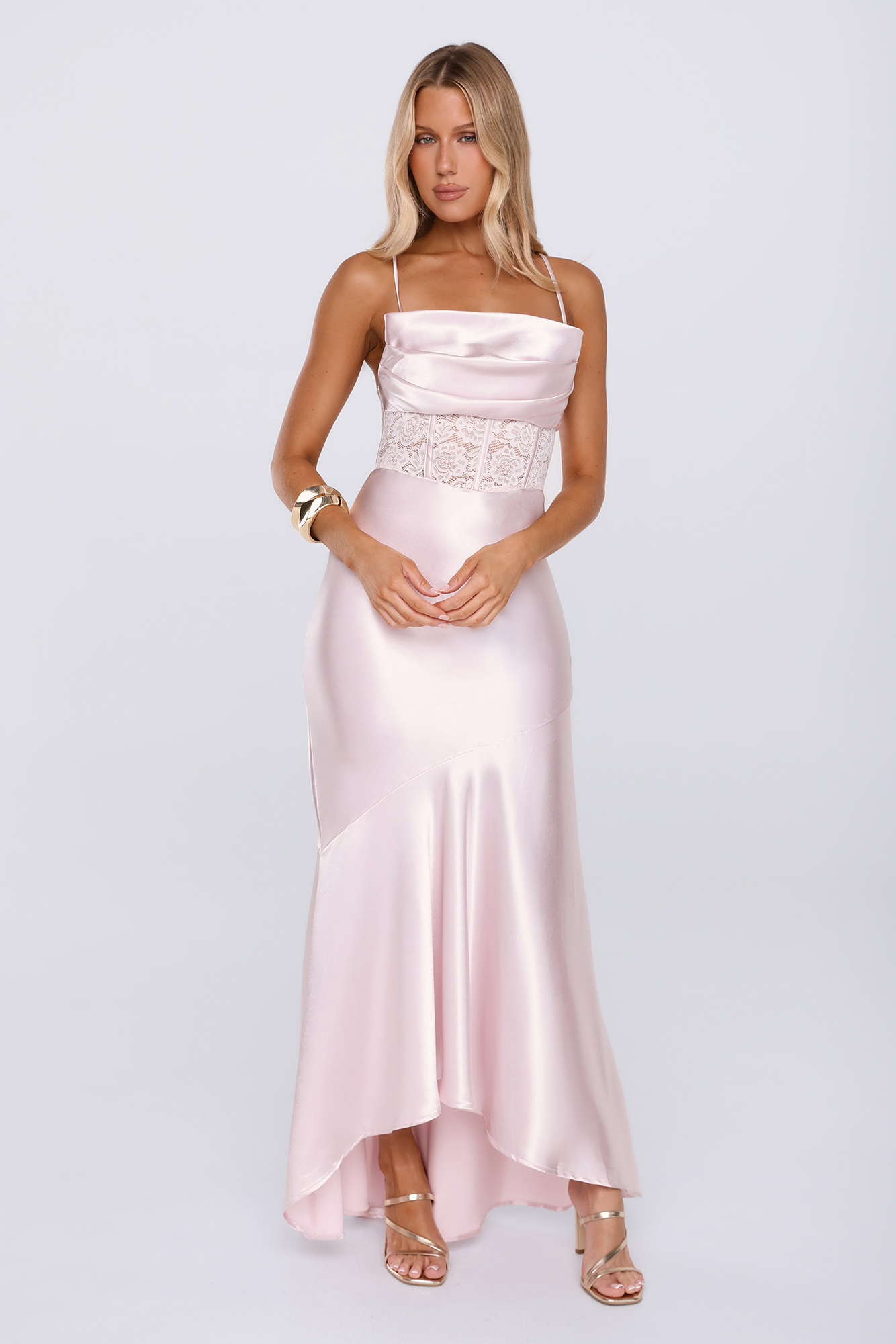 Silker Moments Satin Maxi Dress Pink