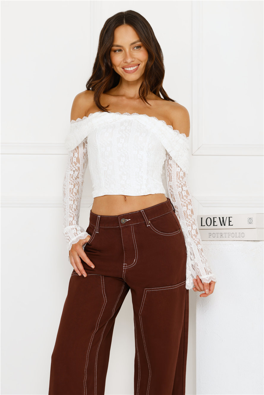 Lace Delight Off Shoulder Top White