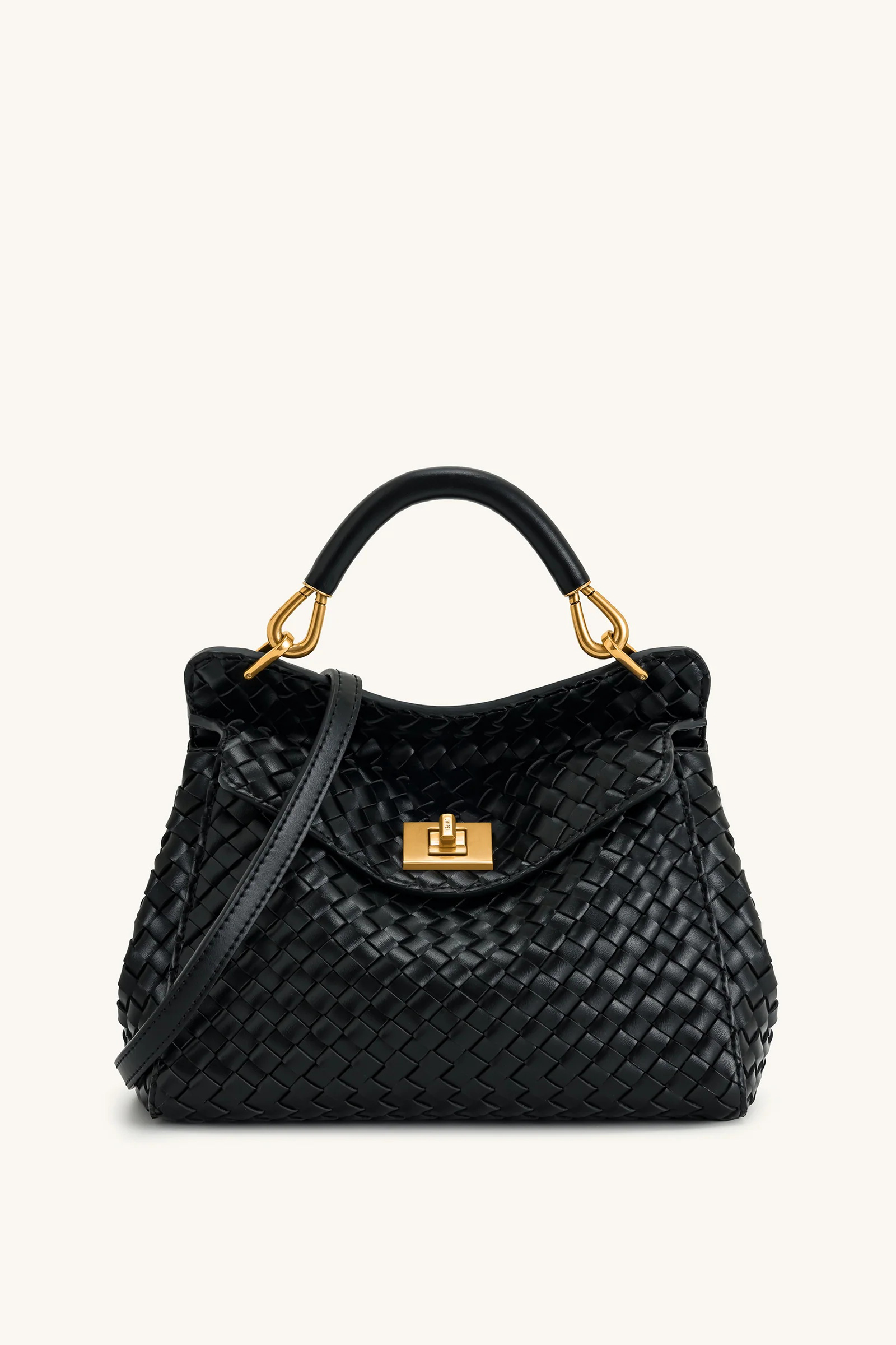 Lucia Classic Top Handle Woven Bag Black