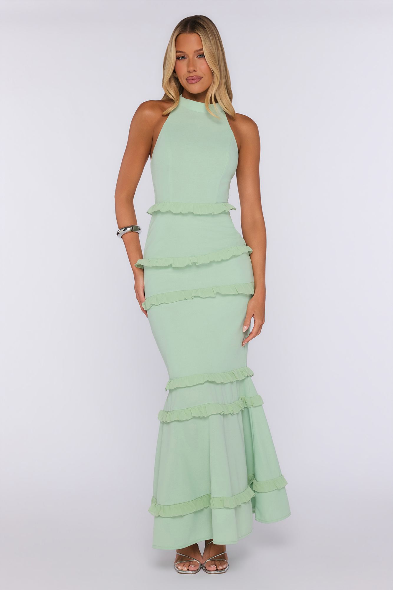 Mischief Mode Halter Maxi Dress Green
