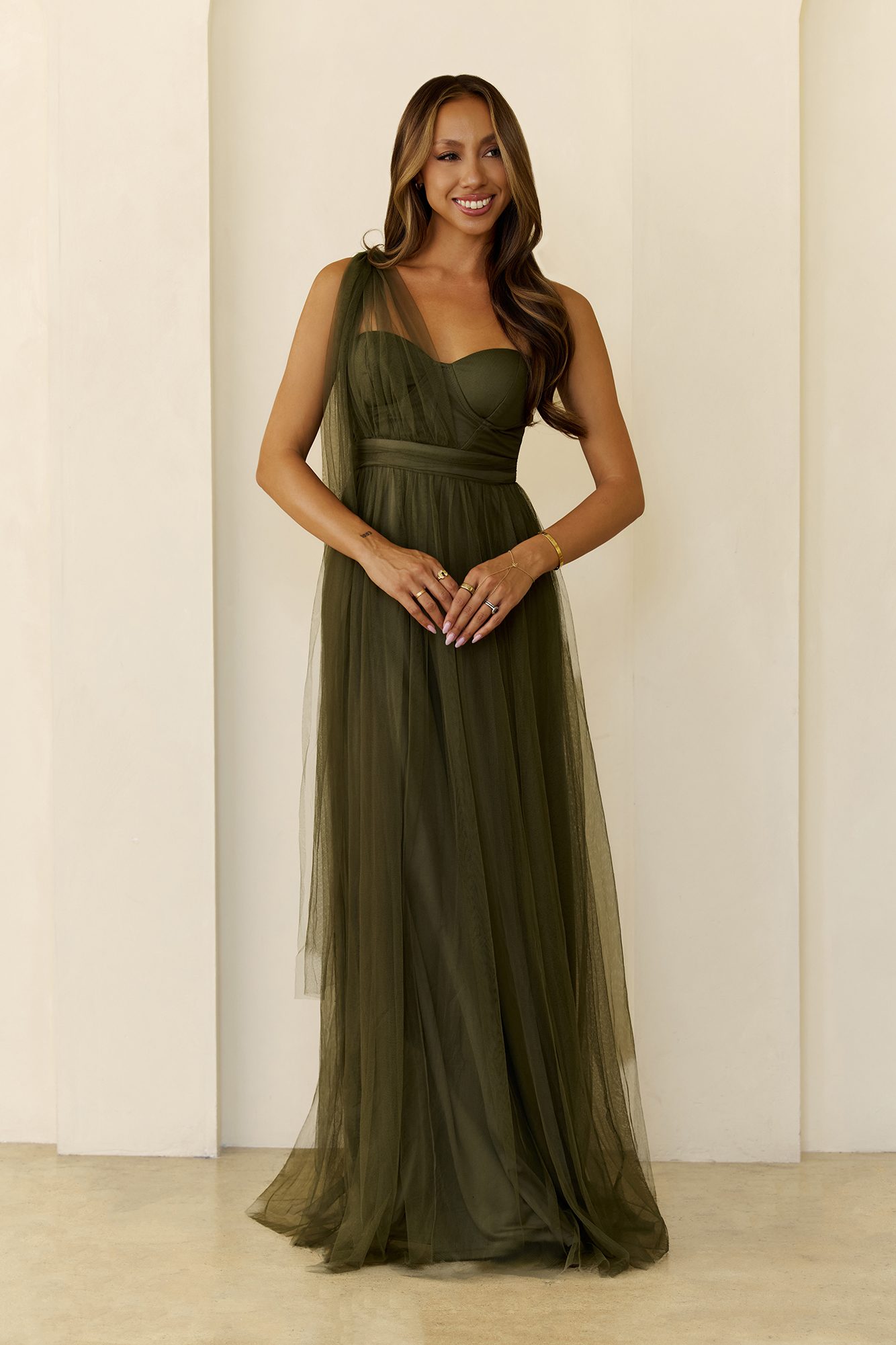 Perfect Poise Mesh Maxi Dress Olive