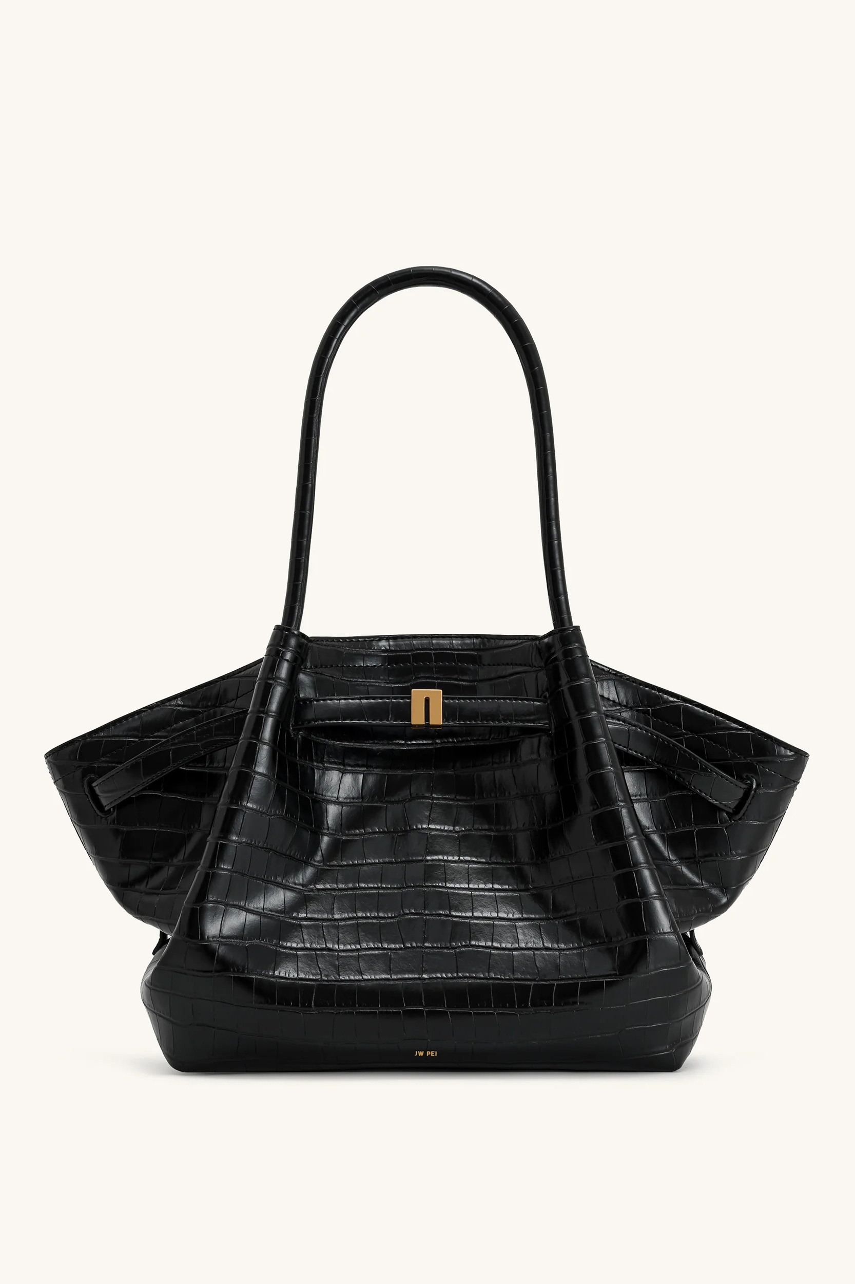 Hana Medium Tote Bag Black Croc