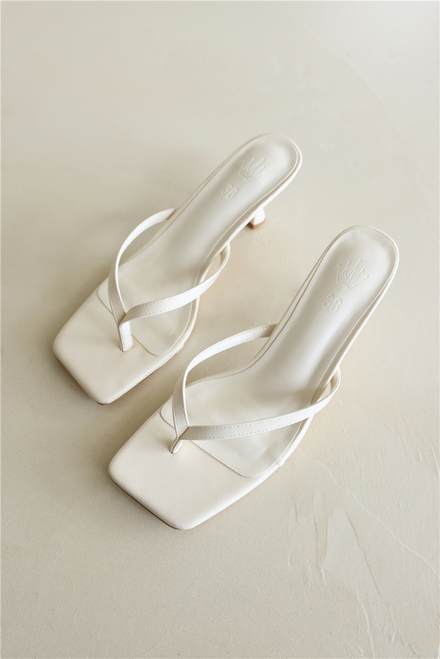 Hello Molly The Stella Kitten Heels Ivory PU