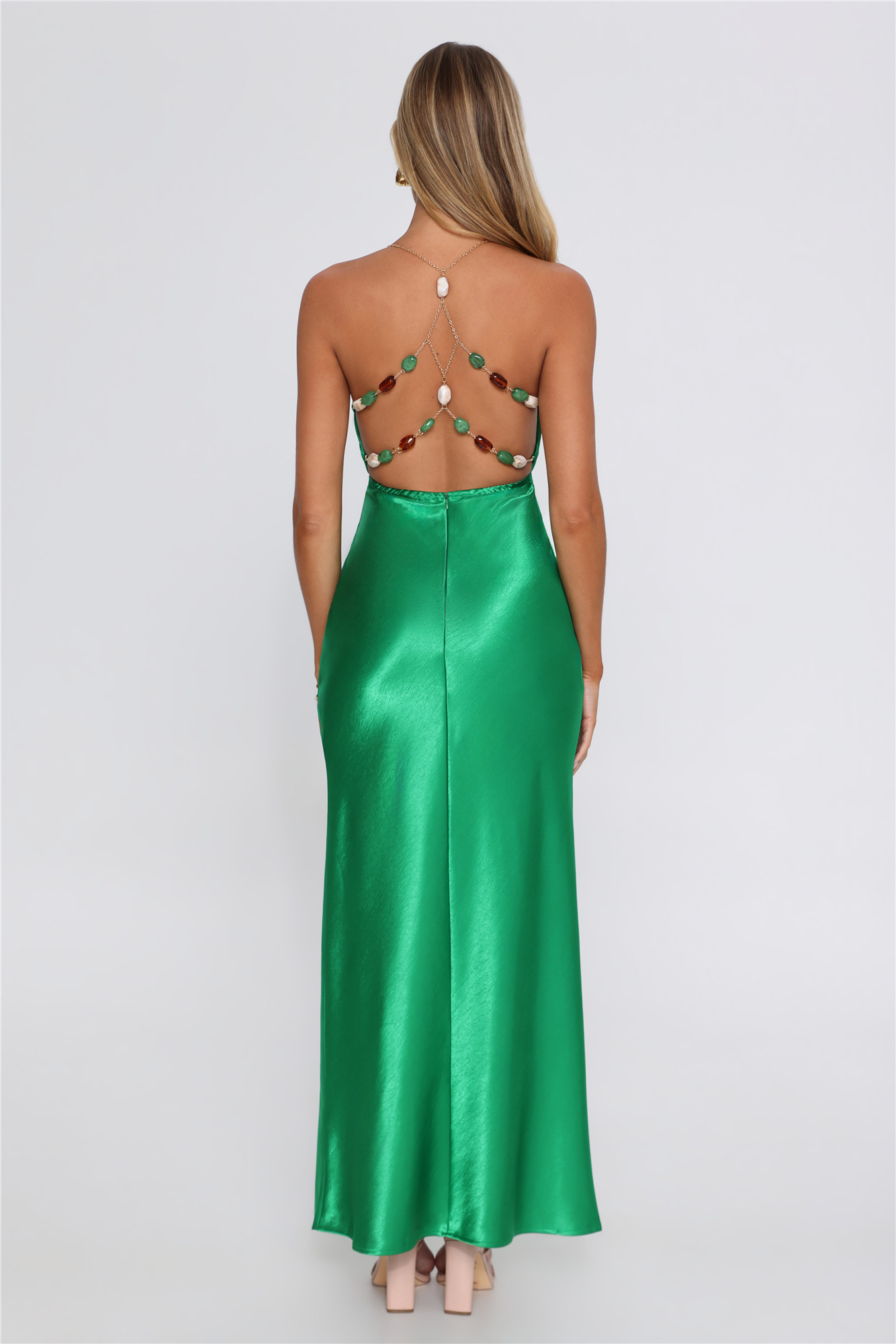 Rodeo Romance Satin Maxi Dress Green