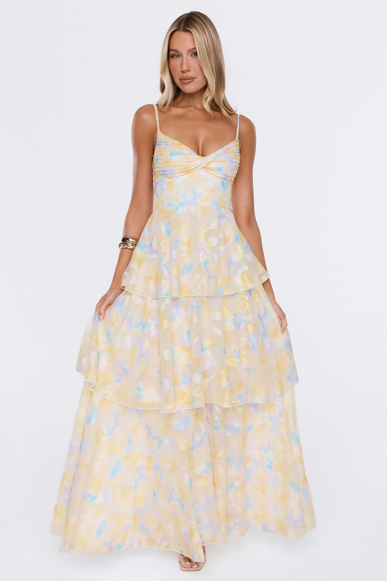 Sweet Luxury Maxi Dress Yellow Print