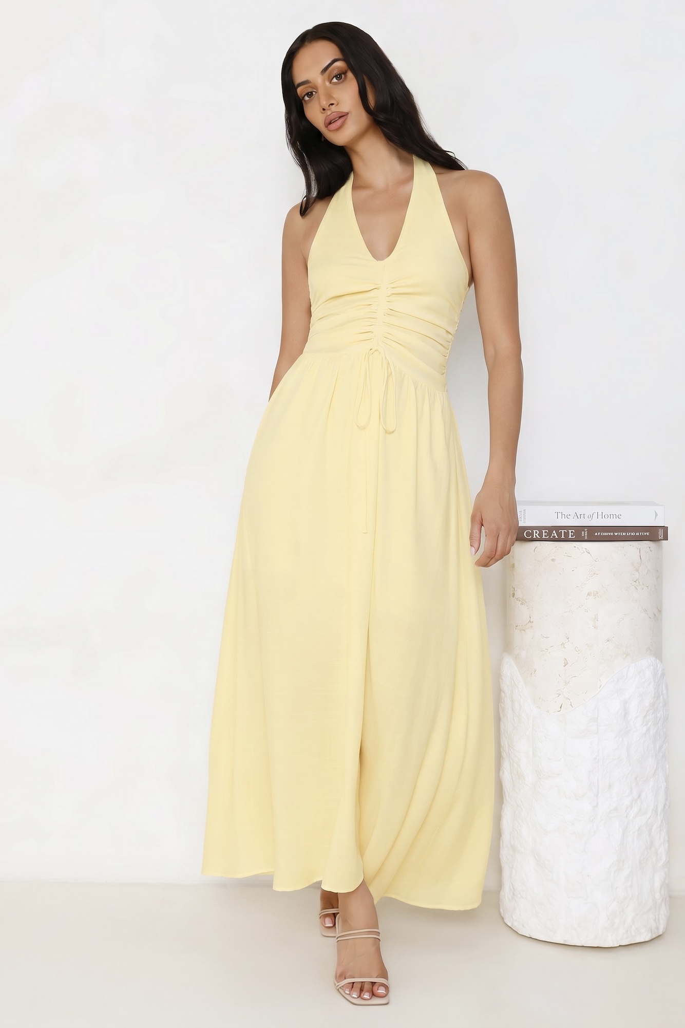 Keep It Light Halter Maxi Dress Yellow