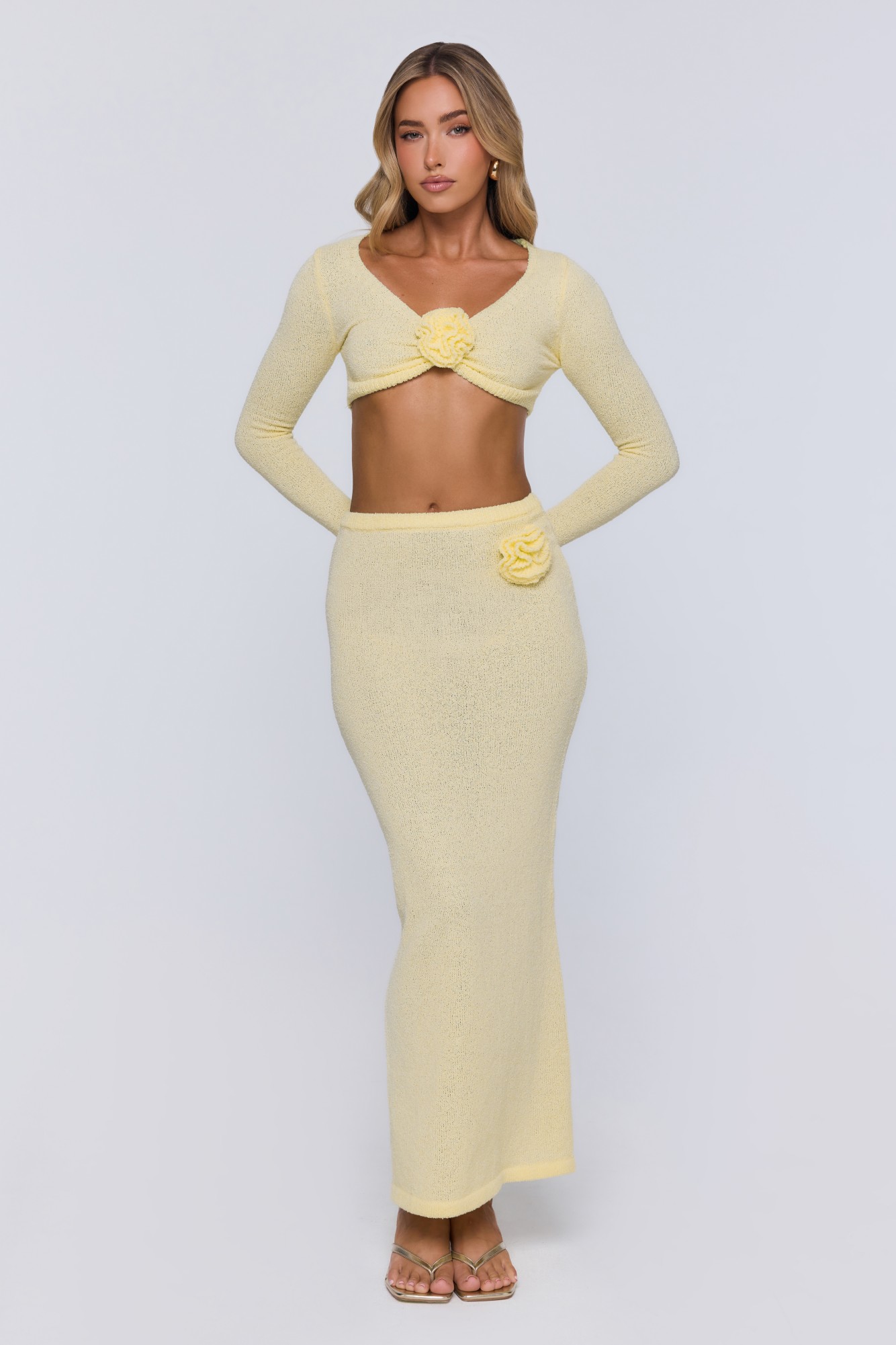 Sun Rose Knit Maxi Skirt Yellow