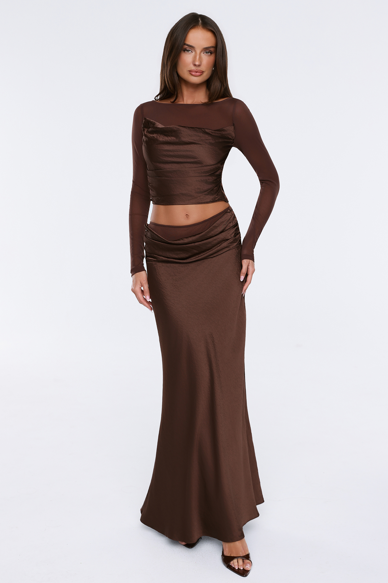 Style Intelligence Satin Set Chocolate