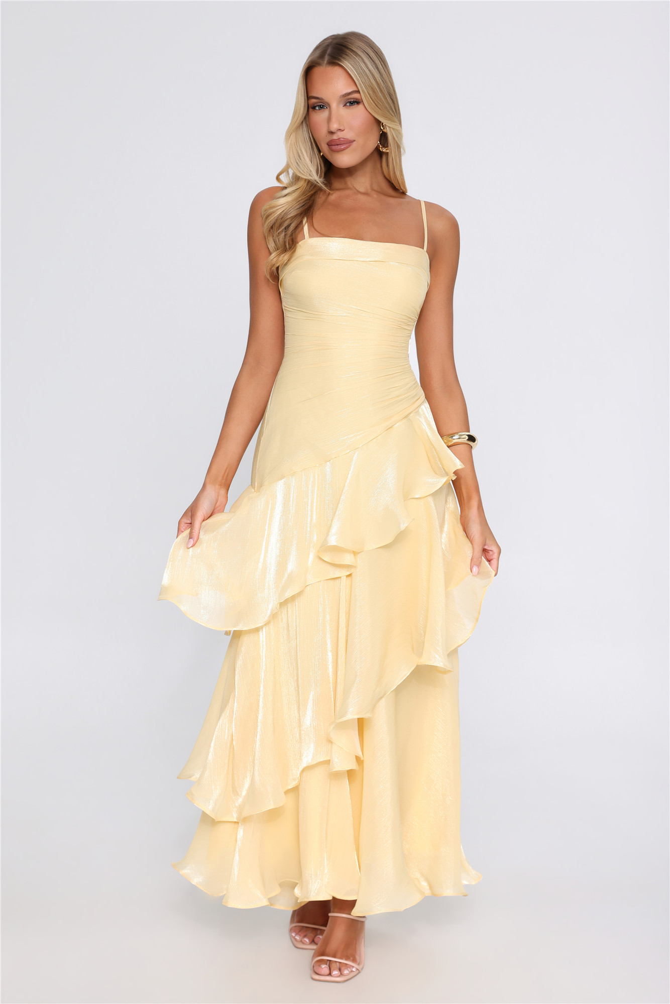 Peachy Glow Maxi Dress Yellow