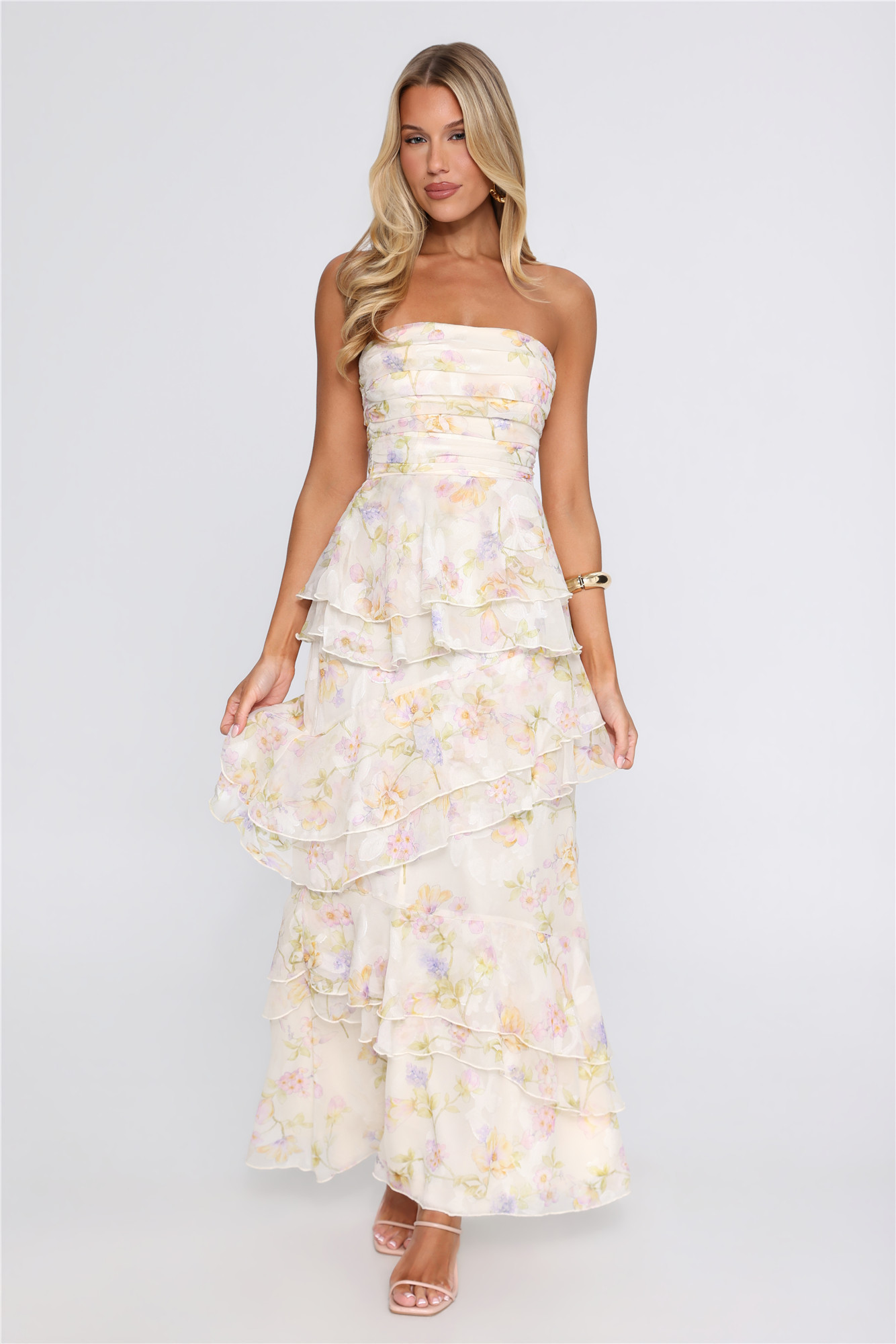 Easy Charm Strapless Maxi Dress Yellow
