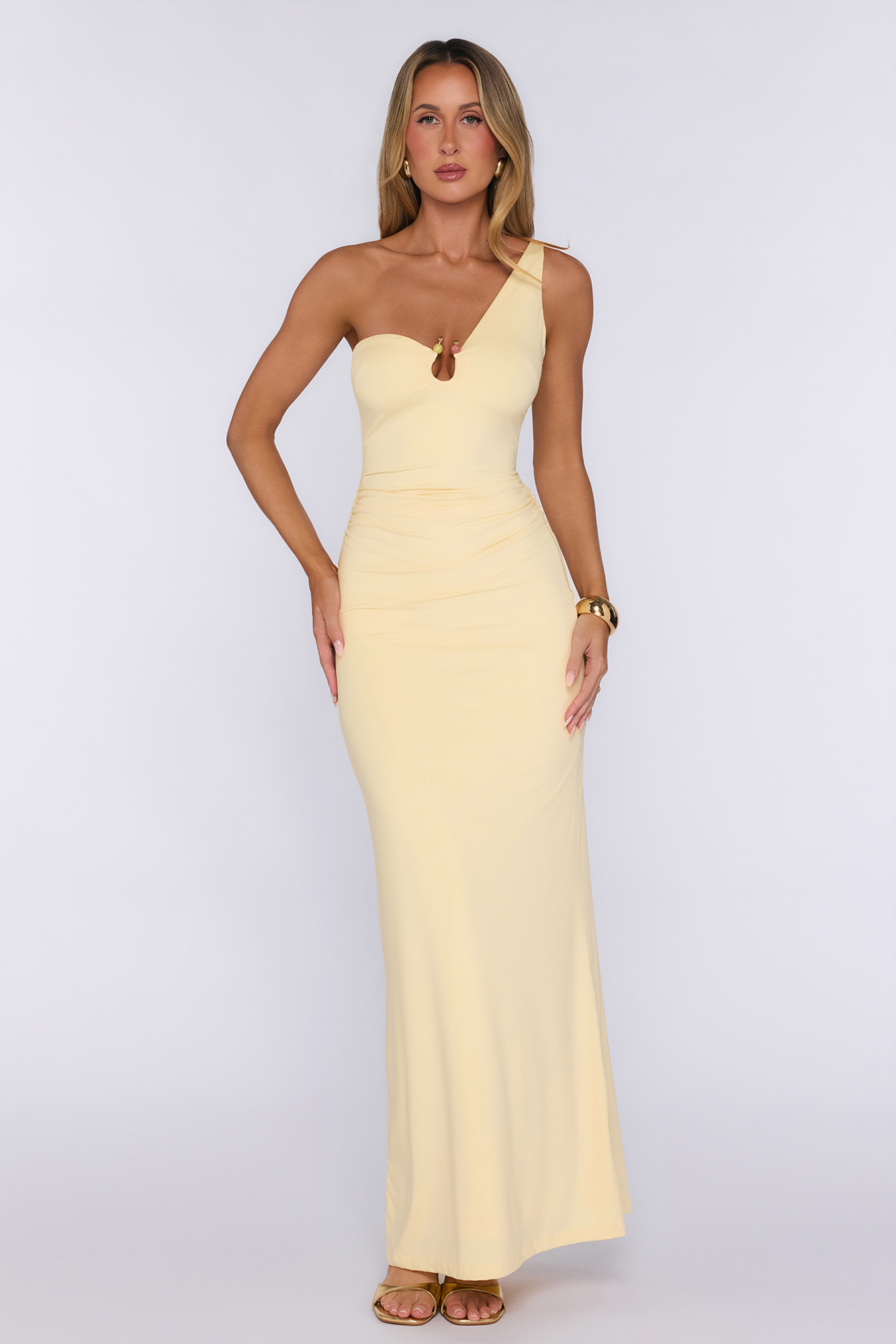Dreamers Delight One Shoulder Maxi Dress Yellow