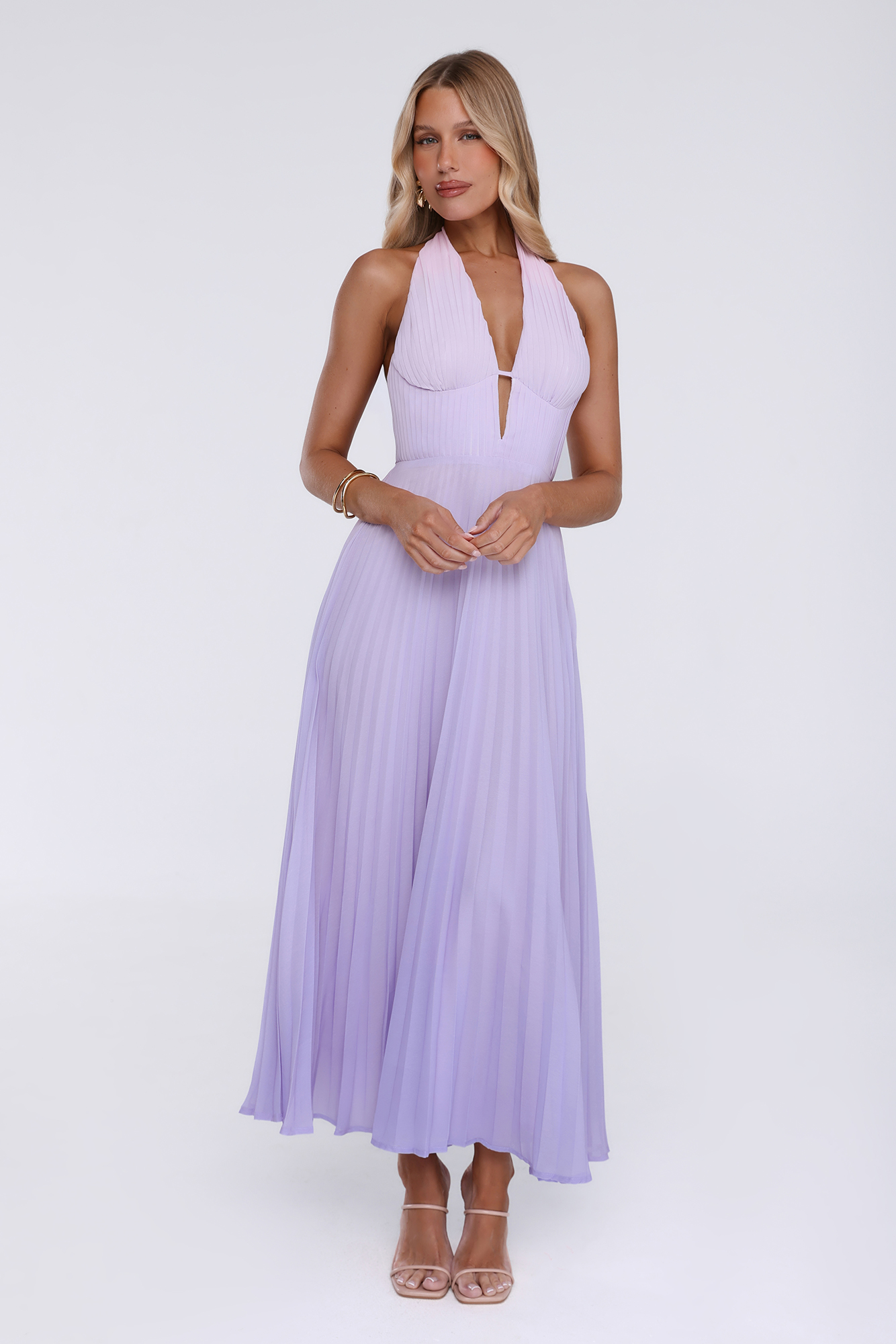 Chic Energy Shift Halter Maxi Dress Purple
