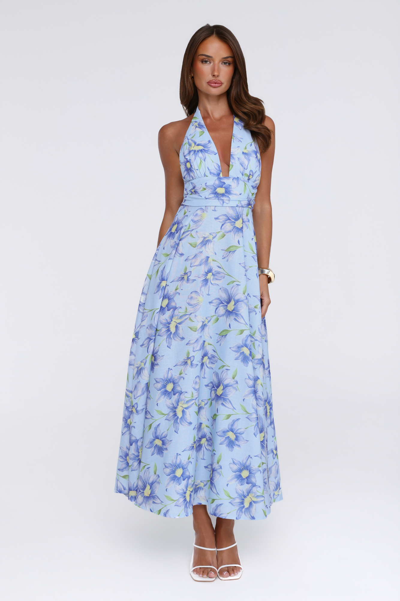 Doll Season Halter Maxi Dress Blue