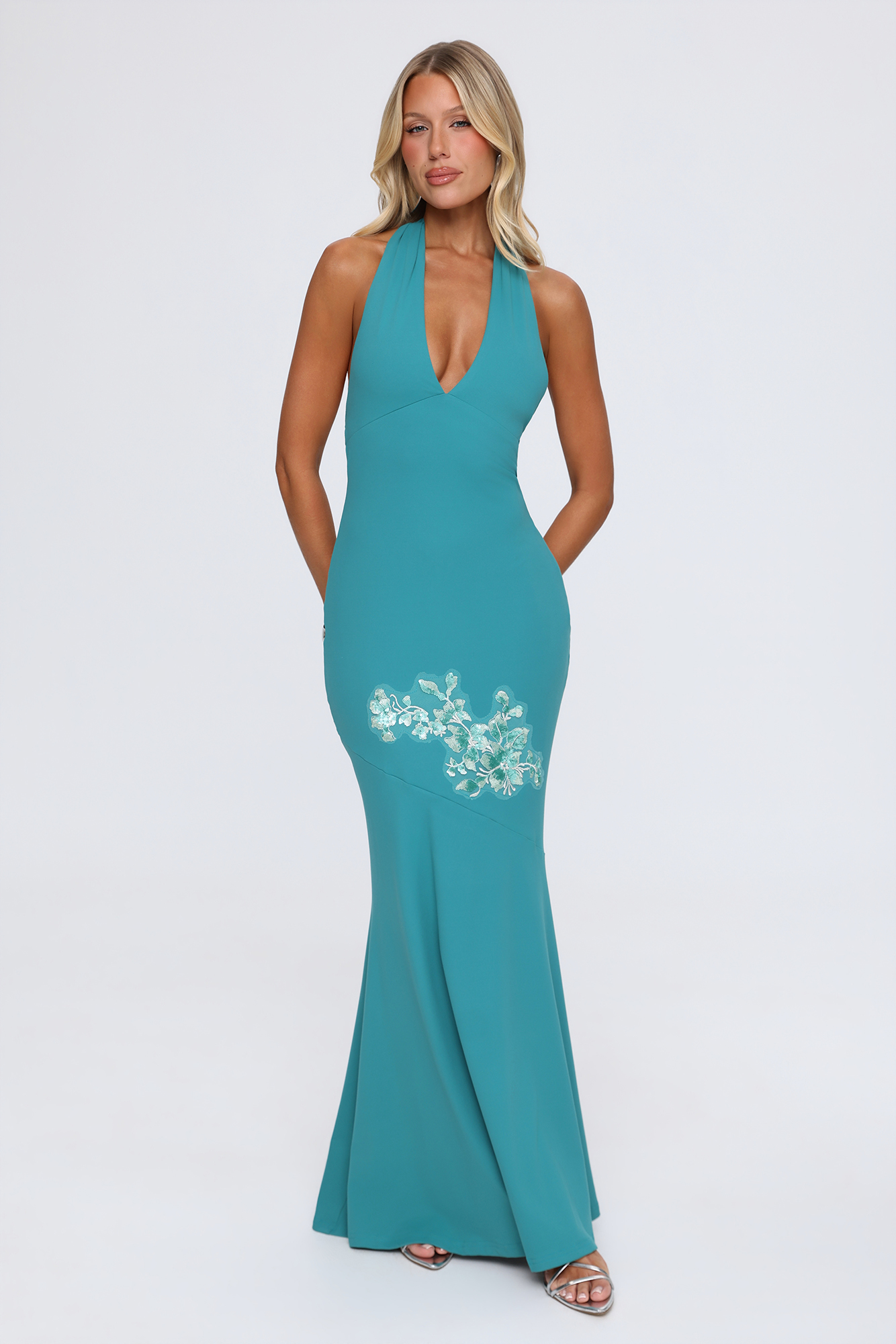 Girlhood Style Halter Maxi Dress Green