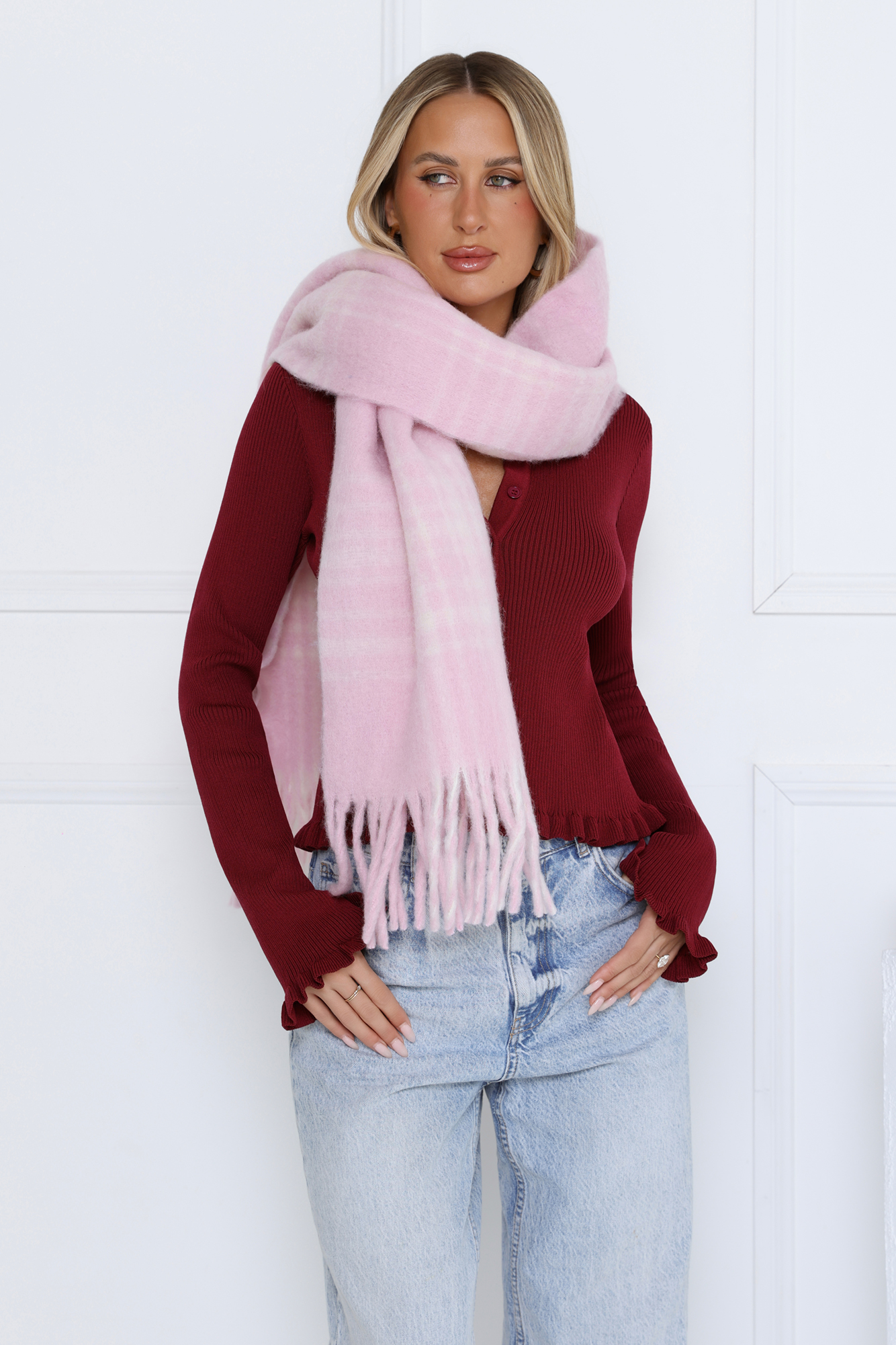 Snowman Glam Scarf Pink
