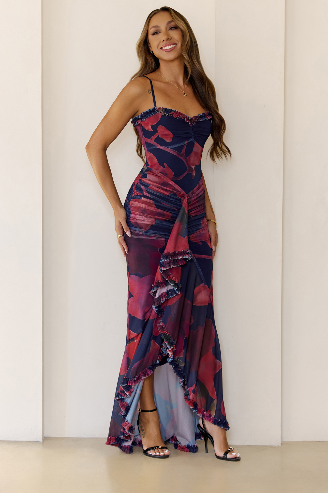 Evening Petals Maxi Dress Navy