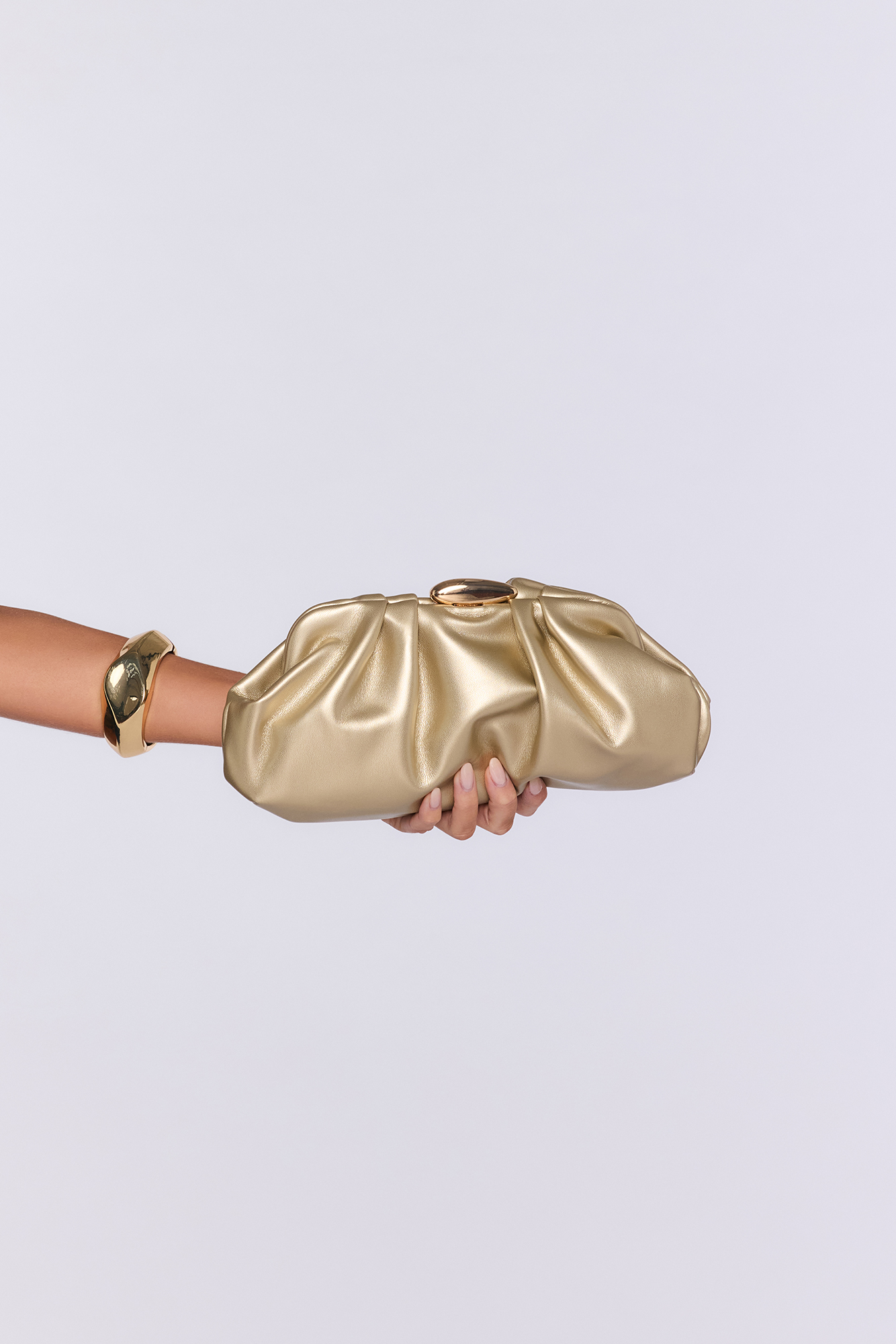 Shimmer And Shine Metallic Clutch Gold