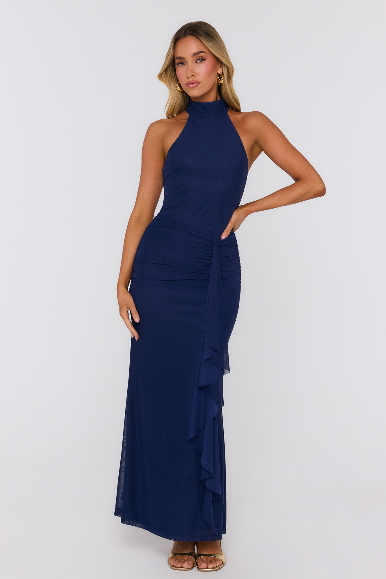 Good Enough For You Mesh Maxi Dress Navy