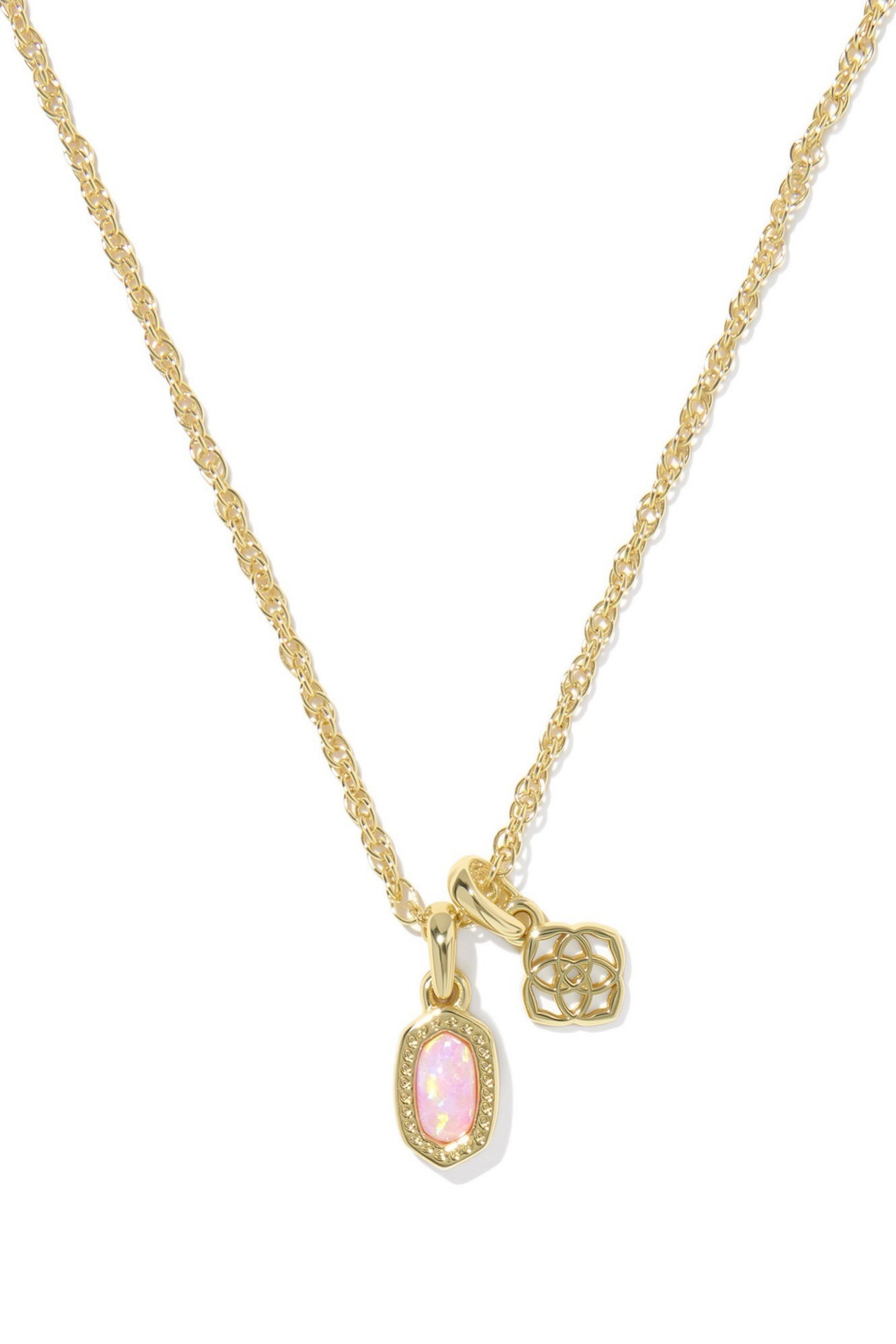 Mini Elisa Dira Gold Necklace Light Pink Lab Grown Opal