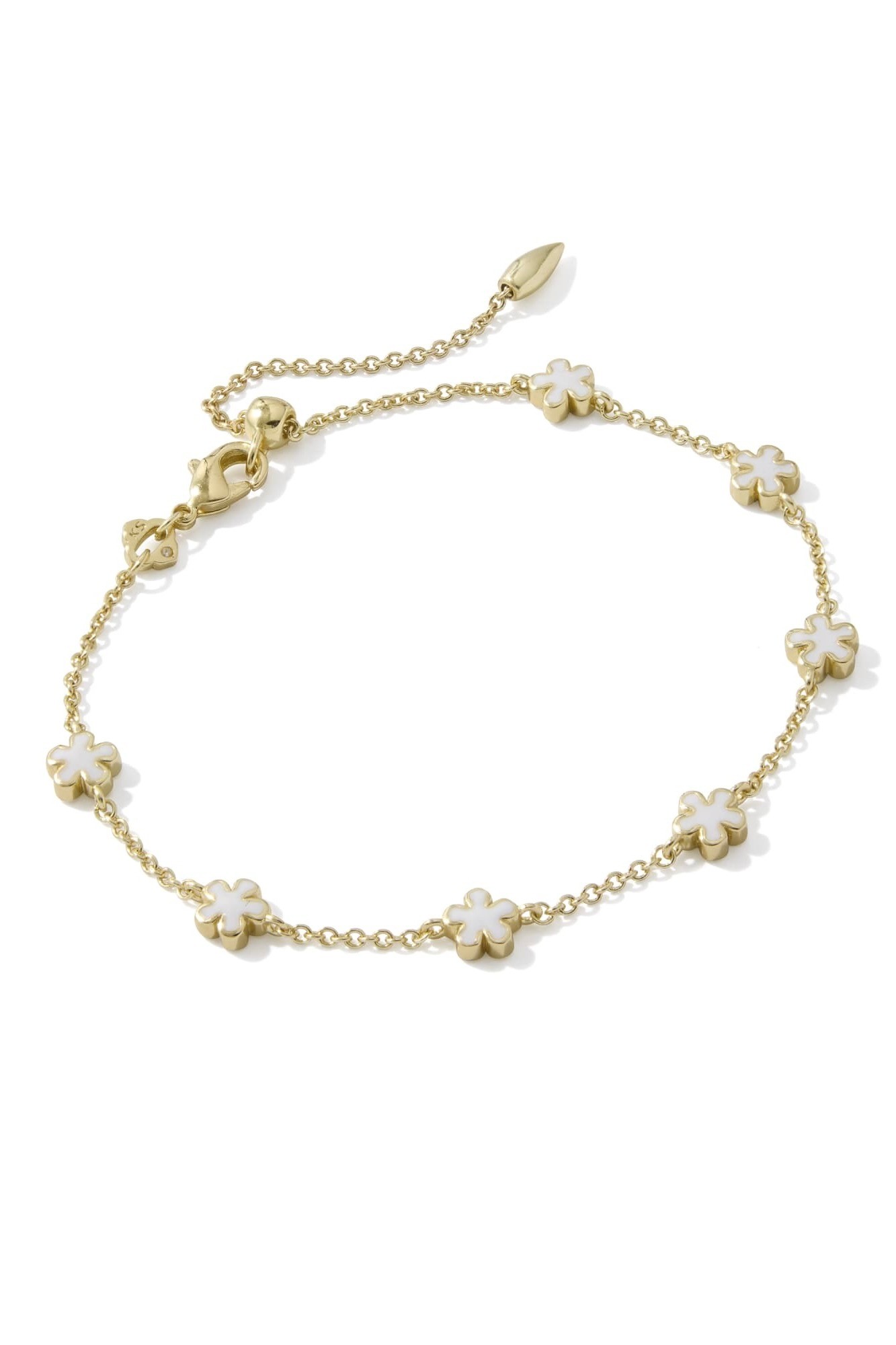 Jane Gold Delicate Chain Bracelet White Enamel