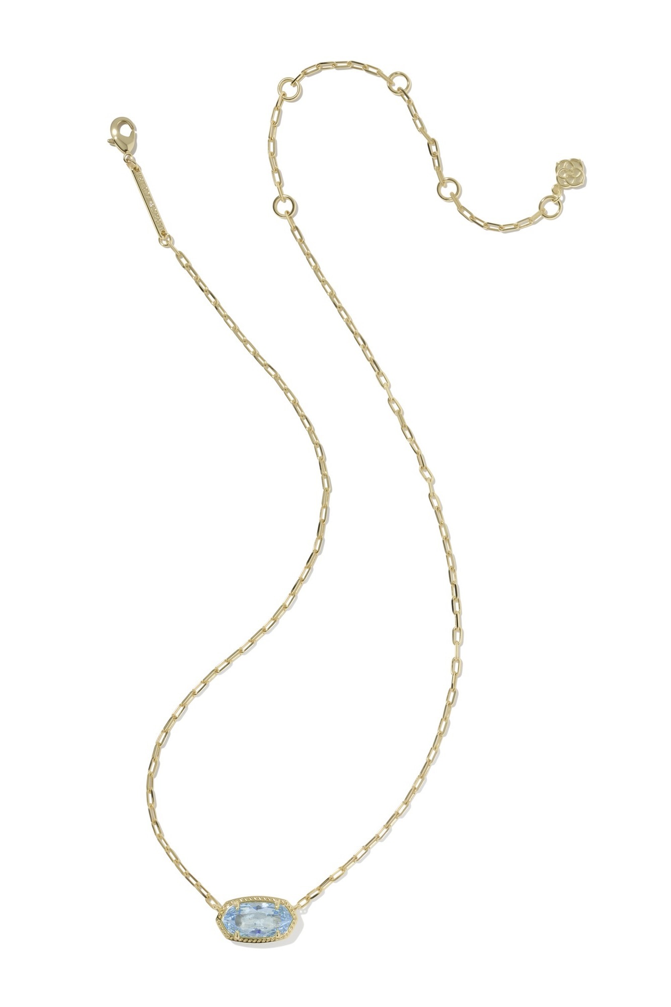 Elisa Luxe Gold Short Pendant Necklace Light Blue CZ