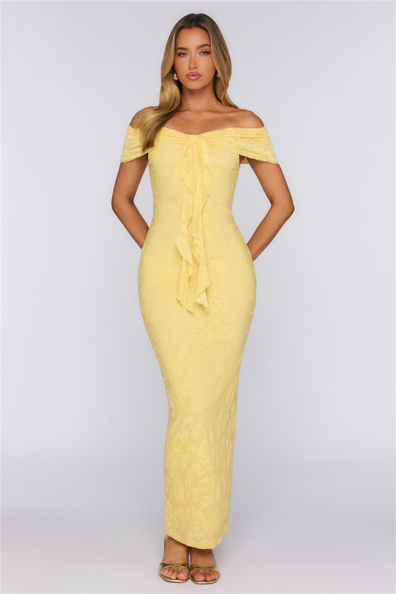 Sunshine Pop Off Shoulder Maxi Dress Yellow