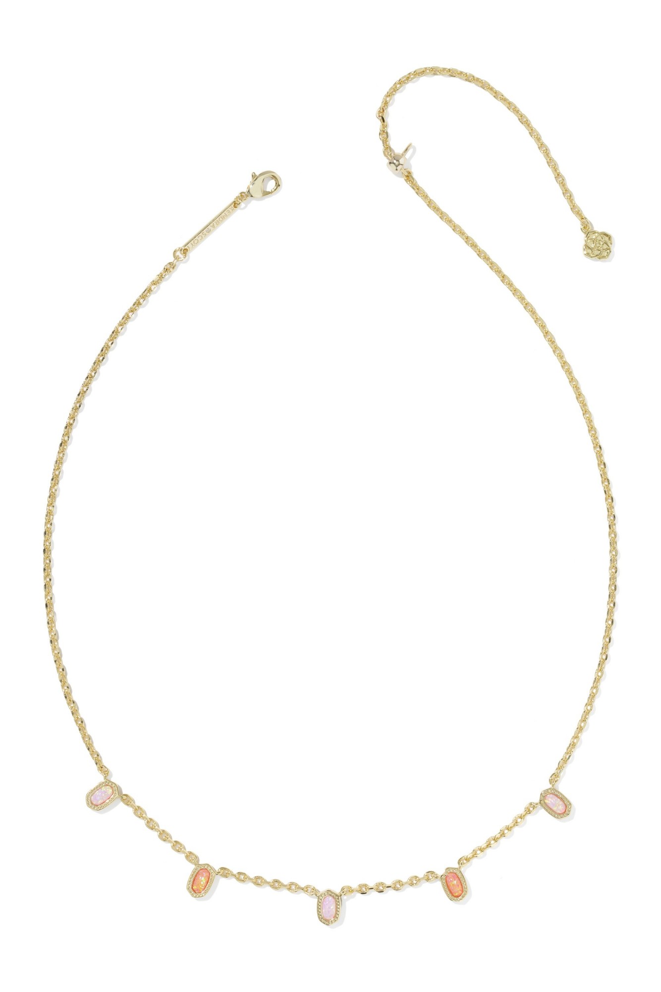 Mini Elisa Gold Strand Necklace Pink Mix