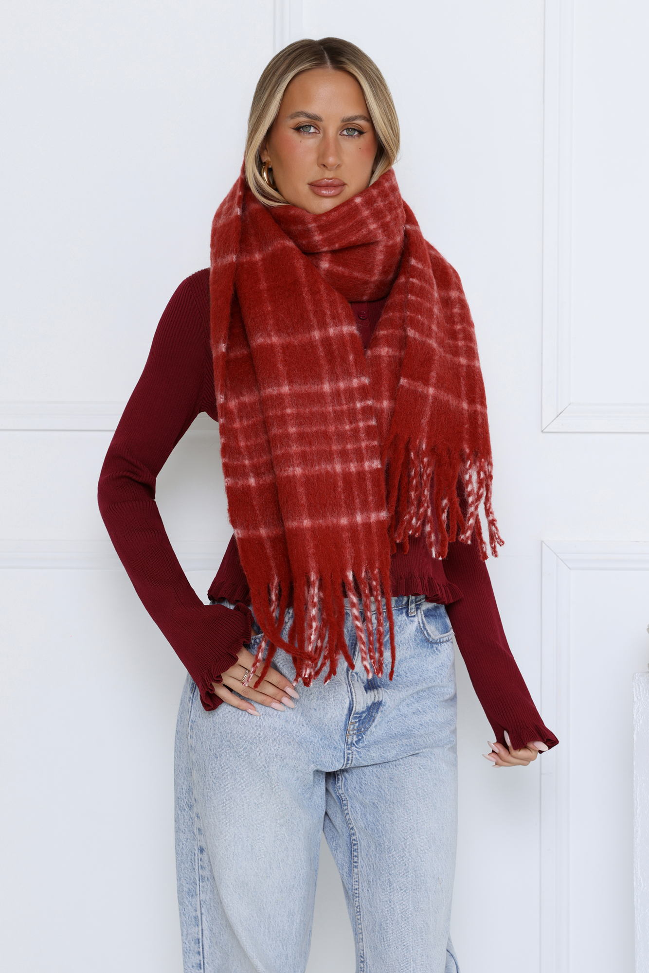 Sparkle Under Snow Scarf Red