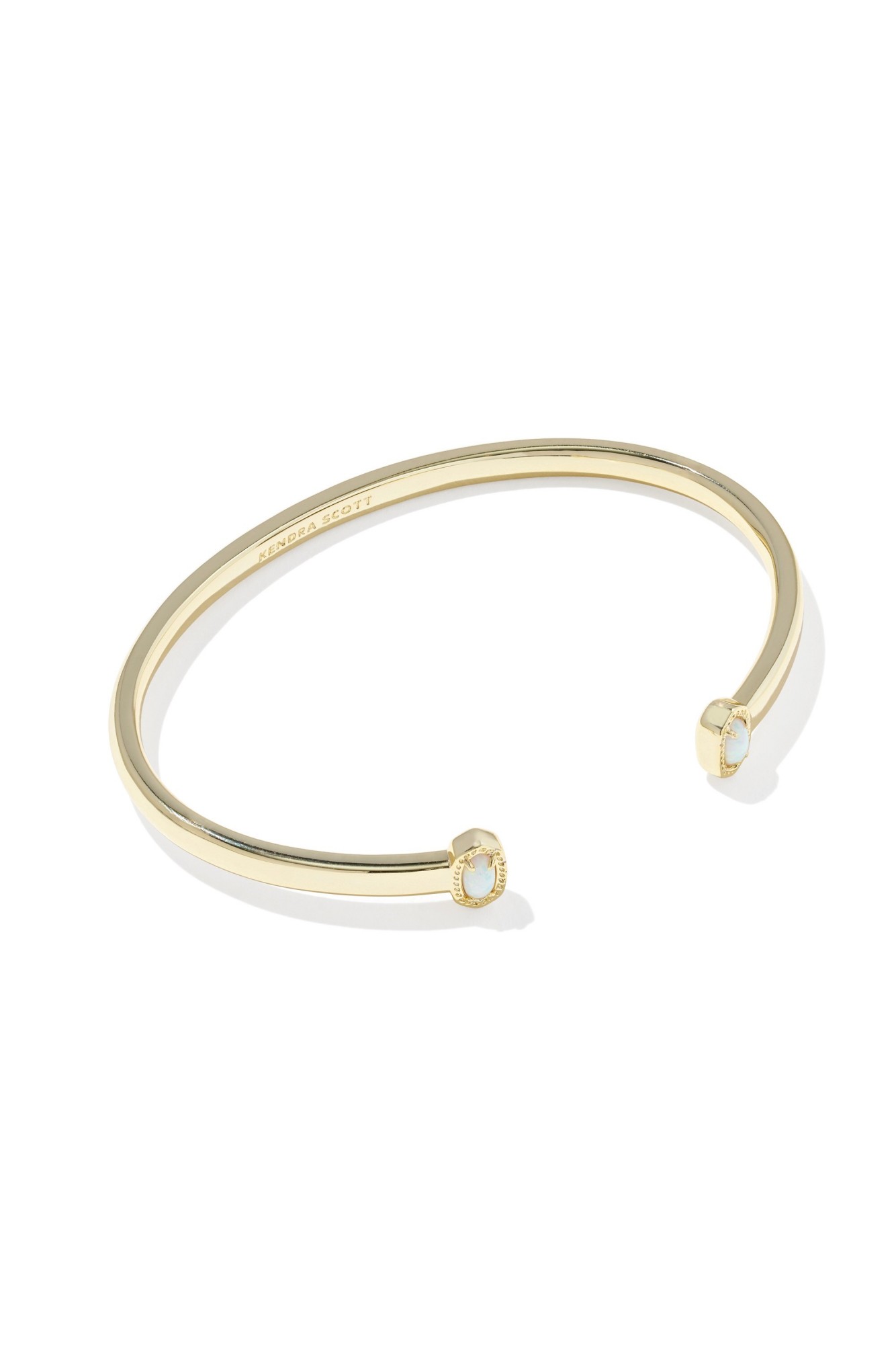 Hello Molly Mini Elton Gold Cuff Bracelet Bright White Lab Grown Opal
