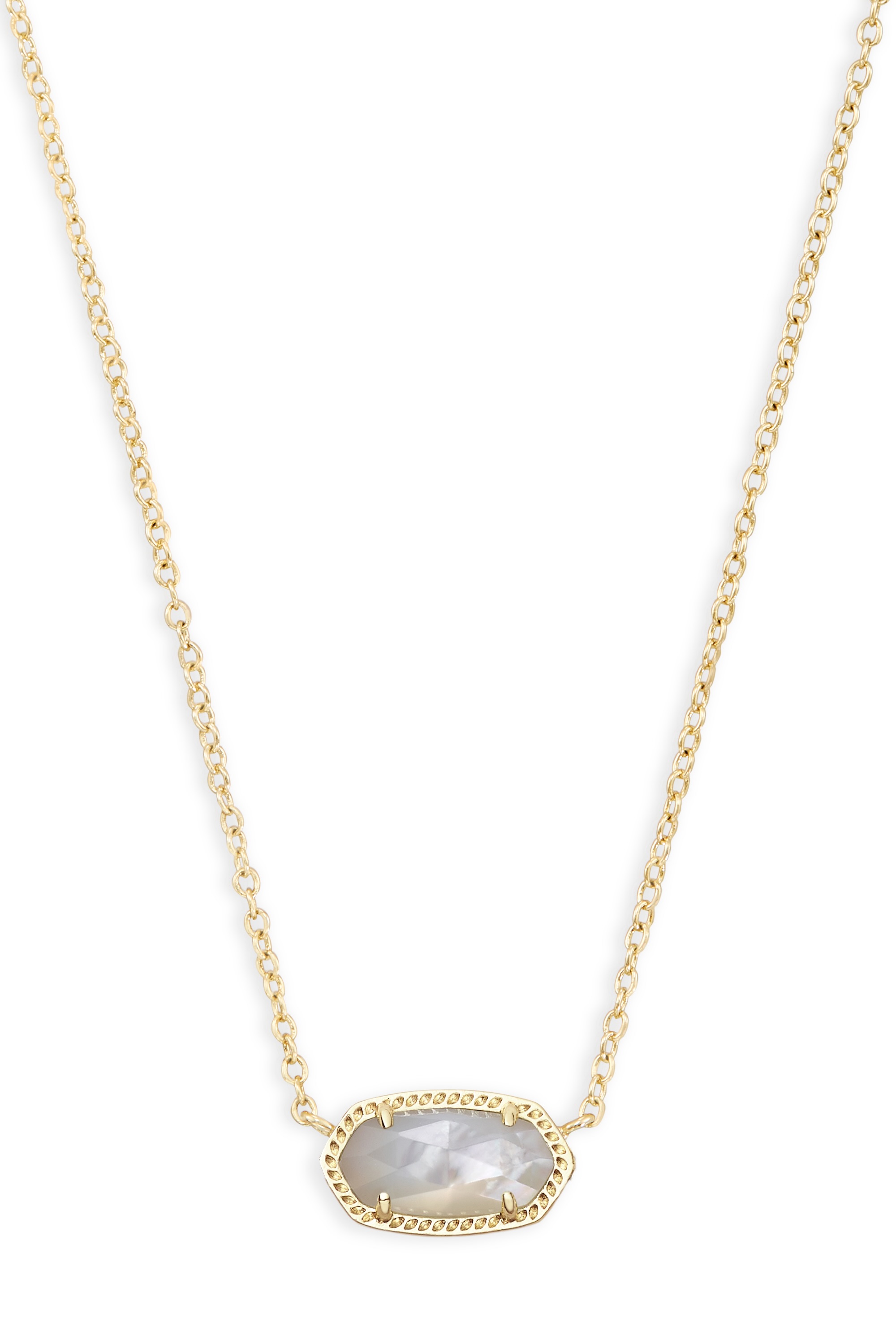 Elisa Gold Statement Short Pendant Necklace Ivory Mother Of Pearl
