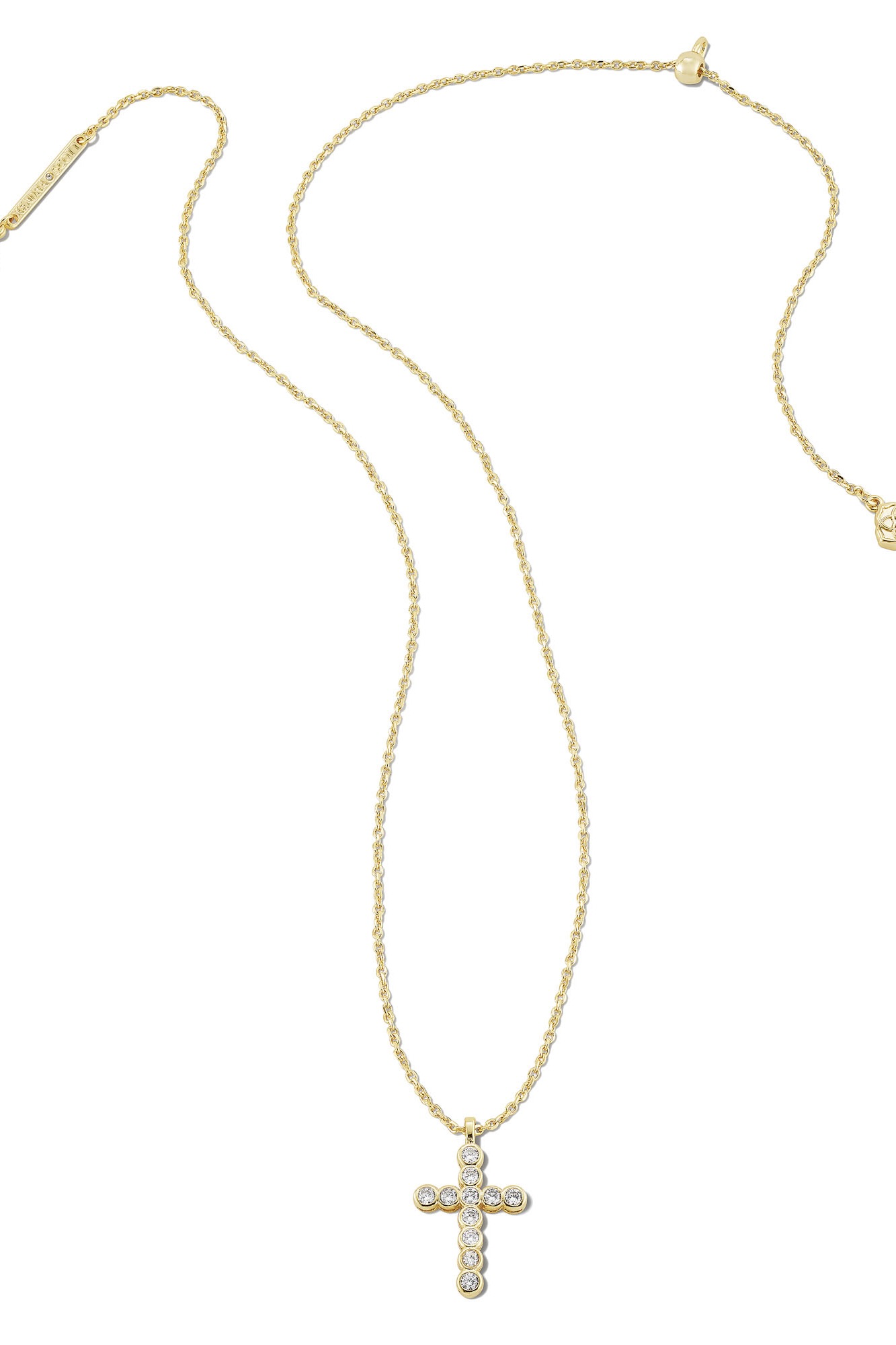 Cross Gold Pendant Necklace White CZ