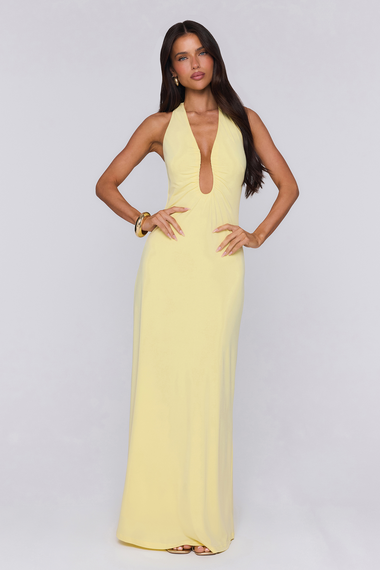 Style Protocol Halter Maxi Dress Yellow