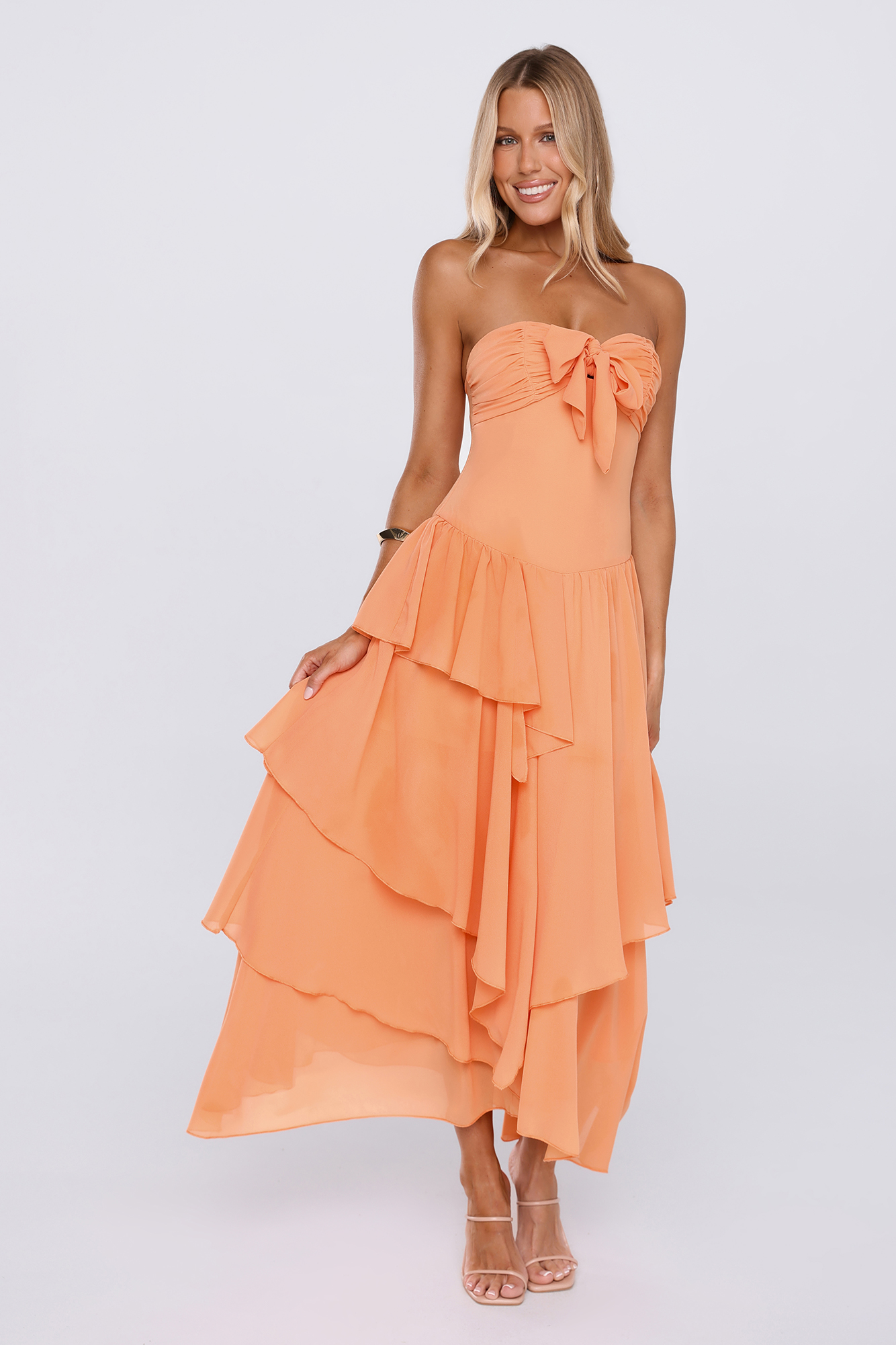 Made To Shine Strapless Maxi Dress Orange