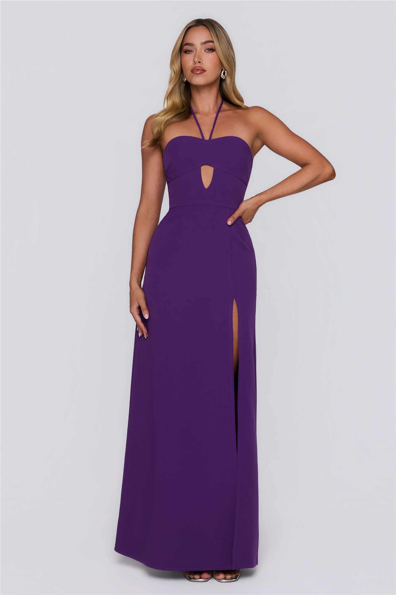 Sea Whisper Halter Maxi Dress Purple