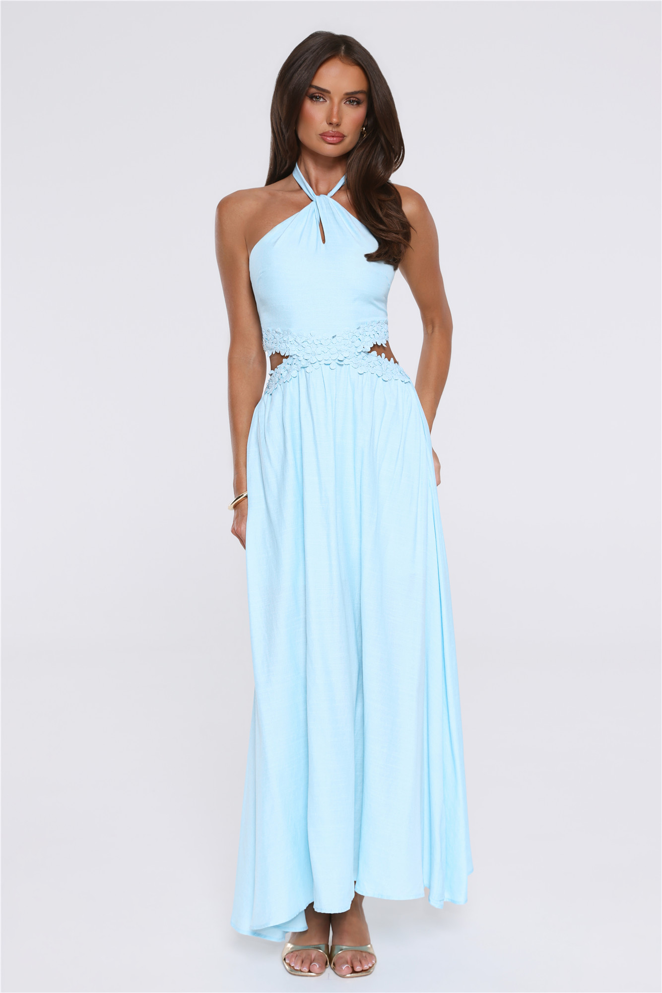 Sweet Girl Halter Maxi Dress Blue